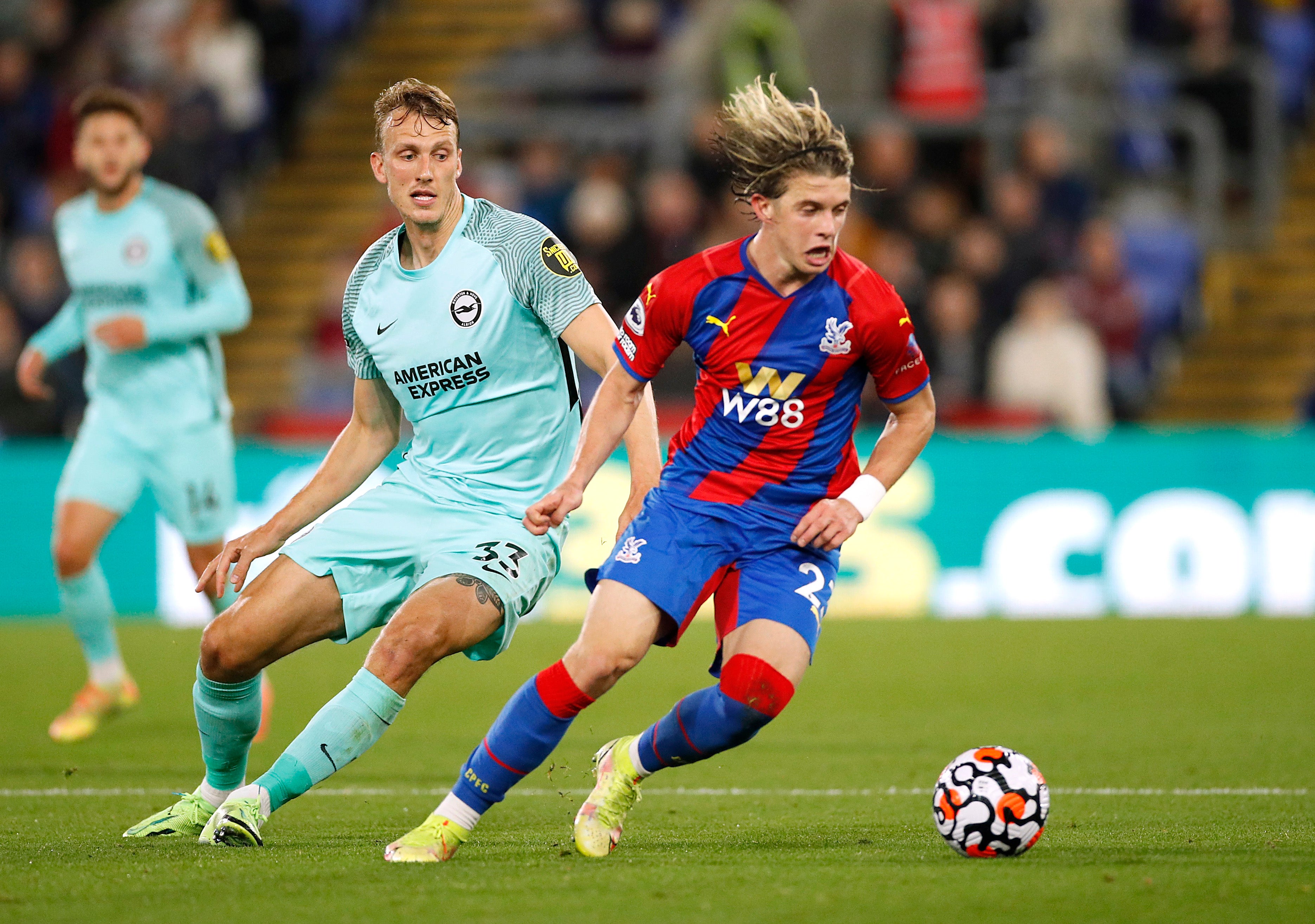 Conor Gallagher dribbles away from Dan Burn