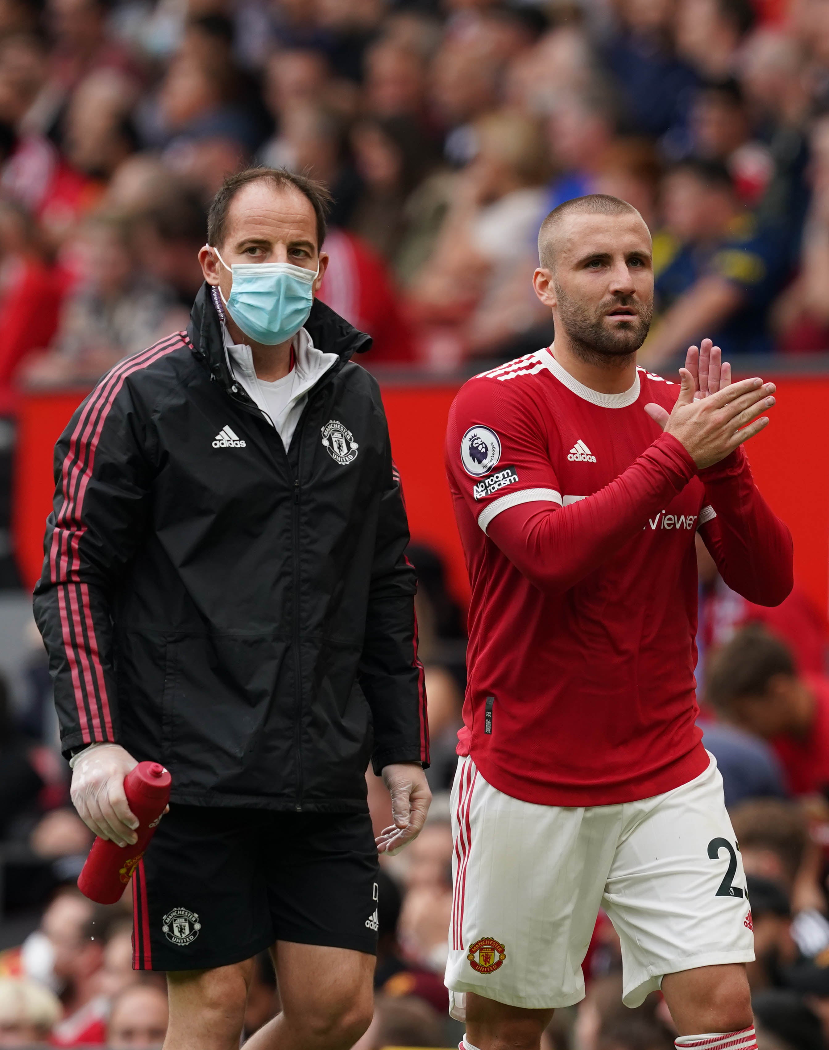 Luke Shaw came off injured on Saturday (Martin Rickett/PA)