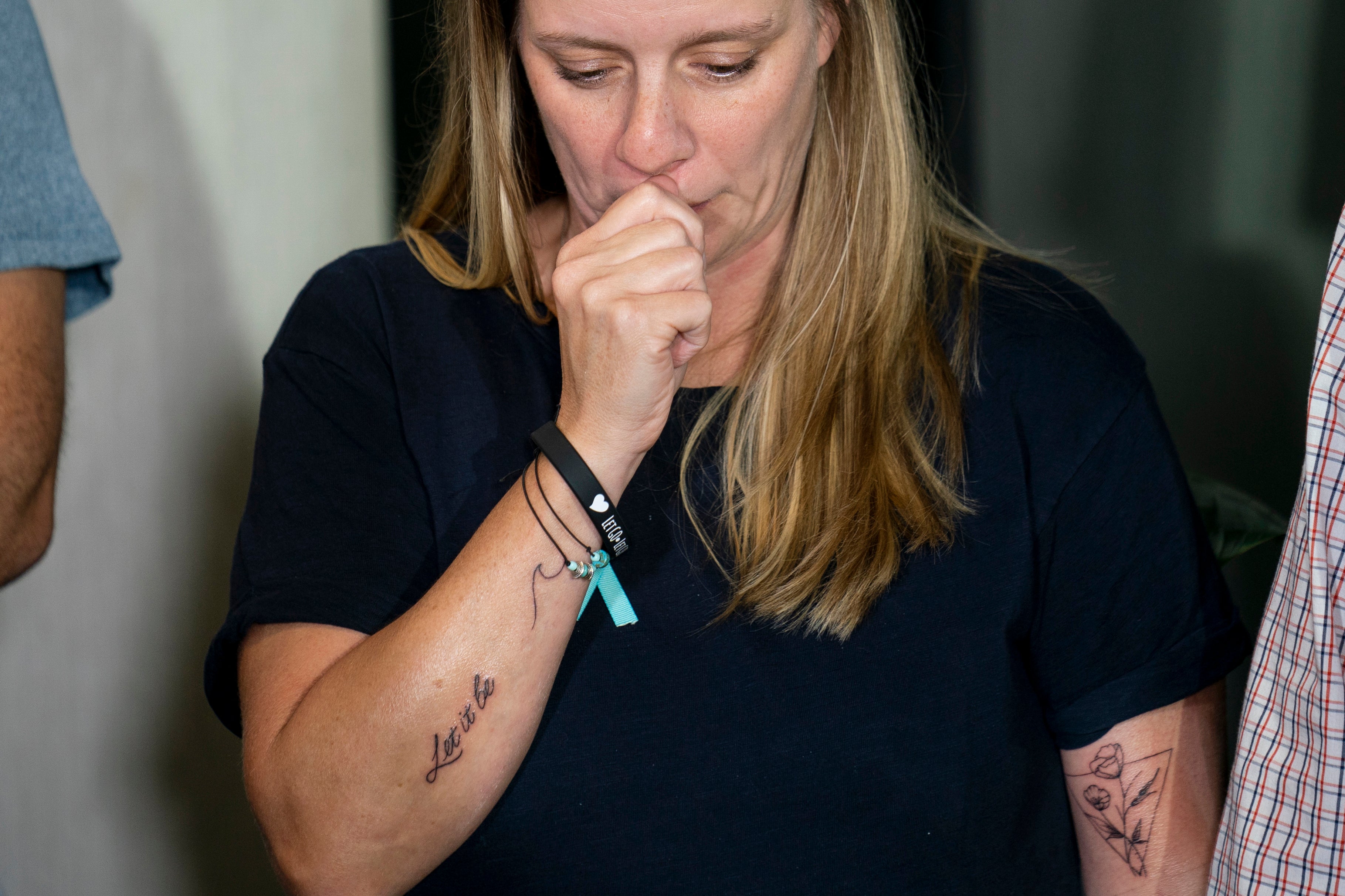 Nicole Schmidt at a press conference calling for information about her daughter’s disappearance on 13 September