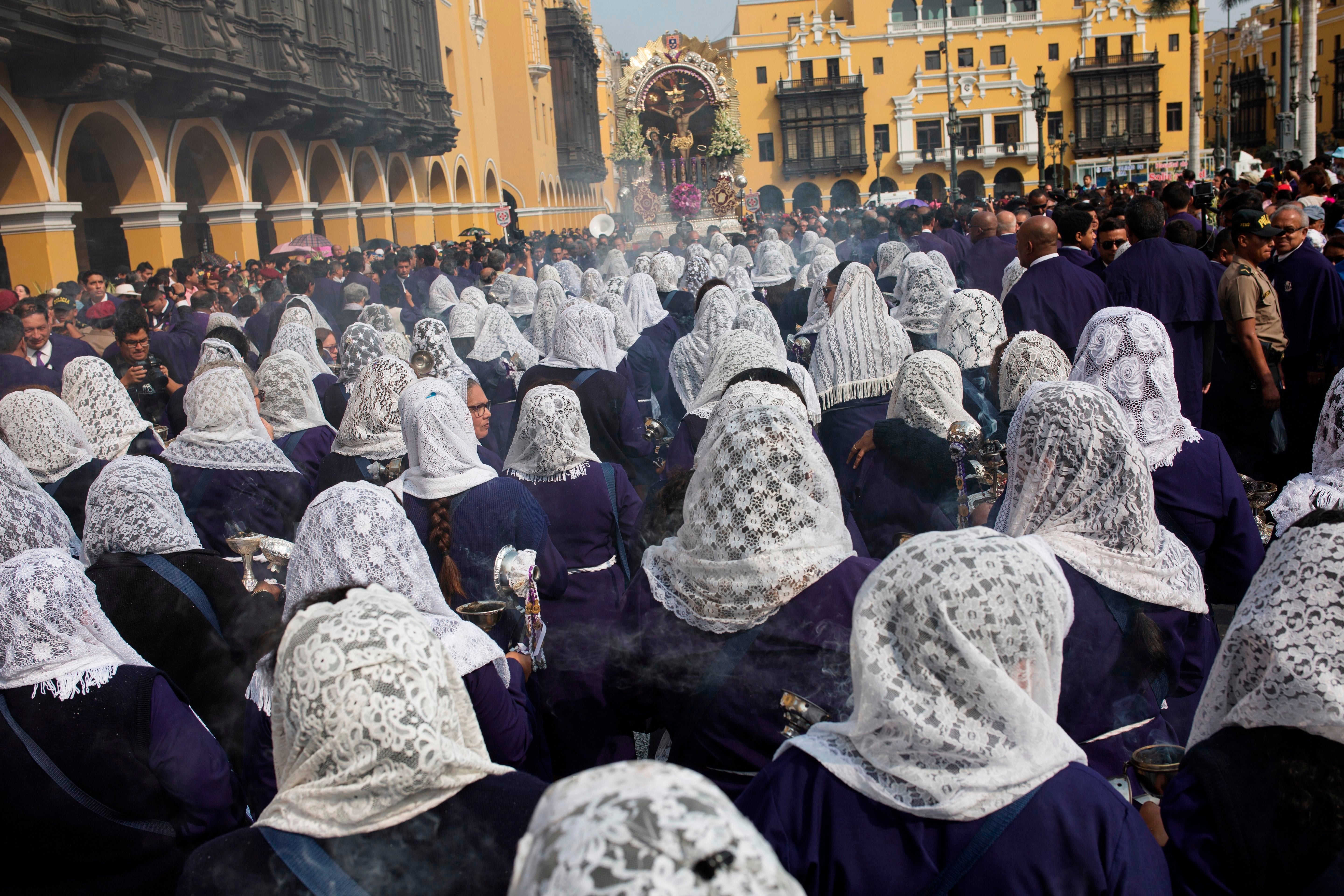 Virus Outbreak Peru Lord of Miracles