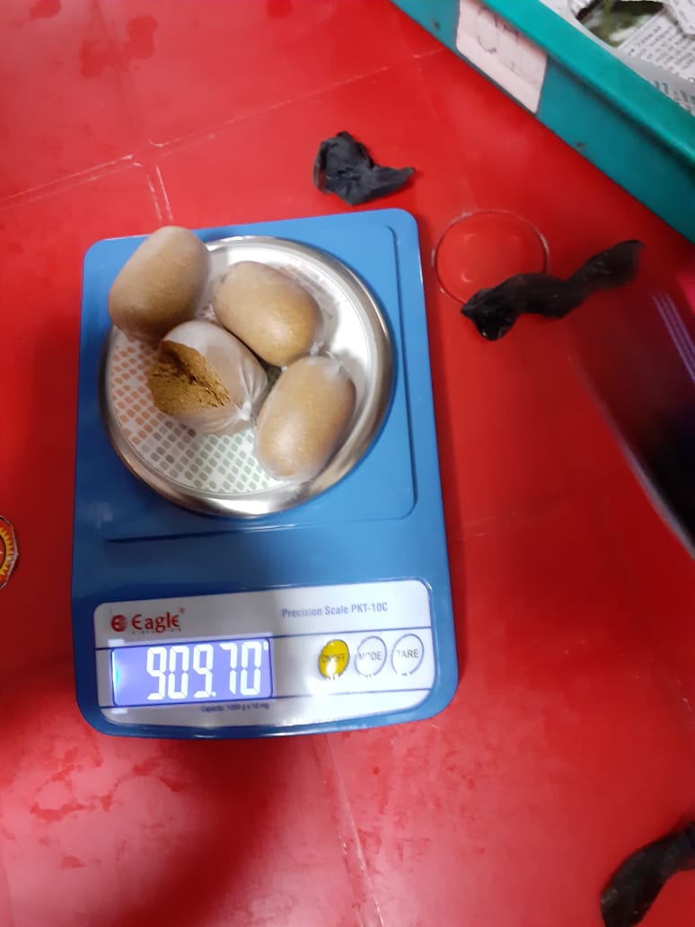 Gold paste allegedly recovered from the rectum of a person at the Imphal airport