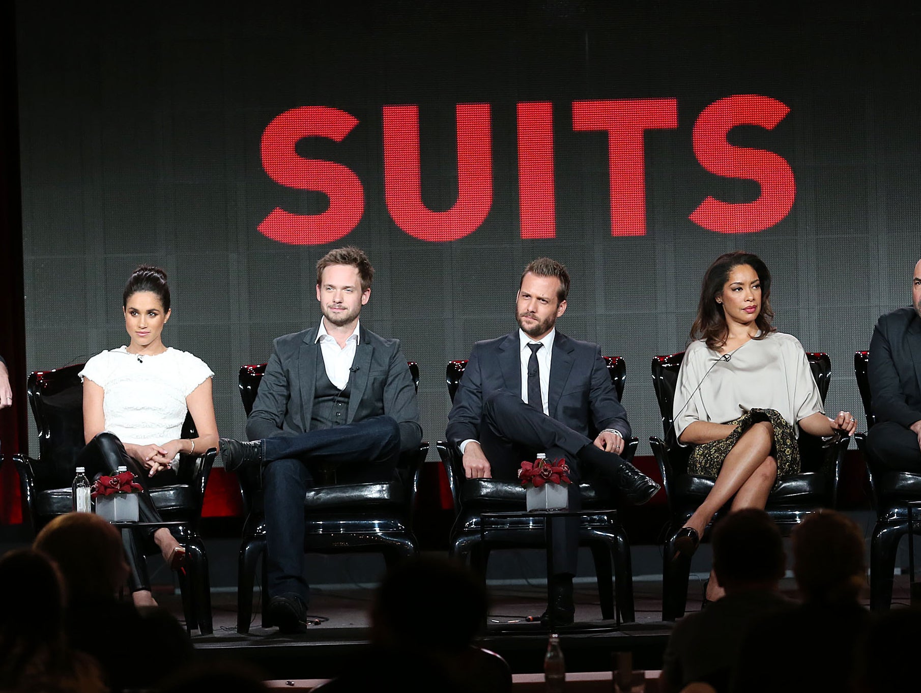 Meghan pictured alongside the Suits cast