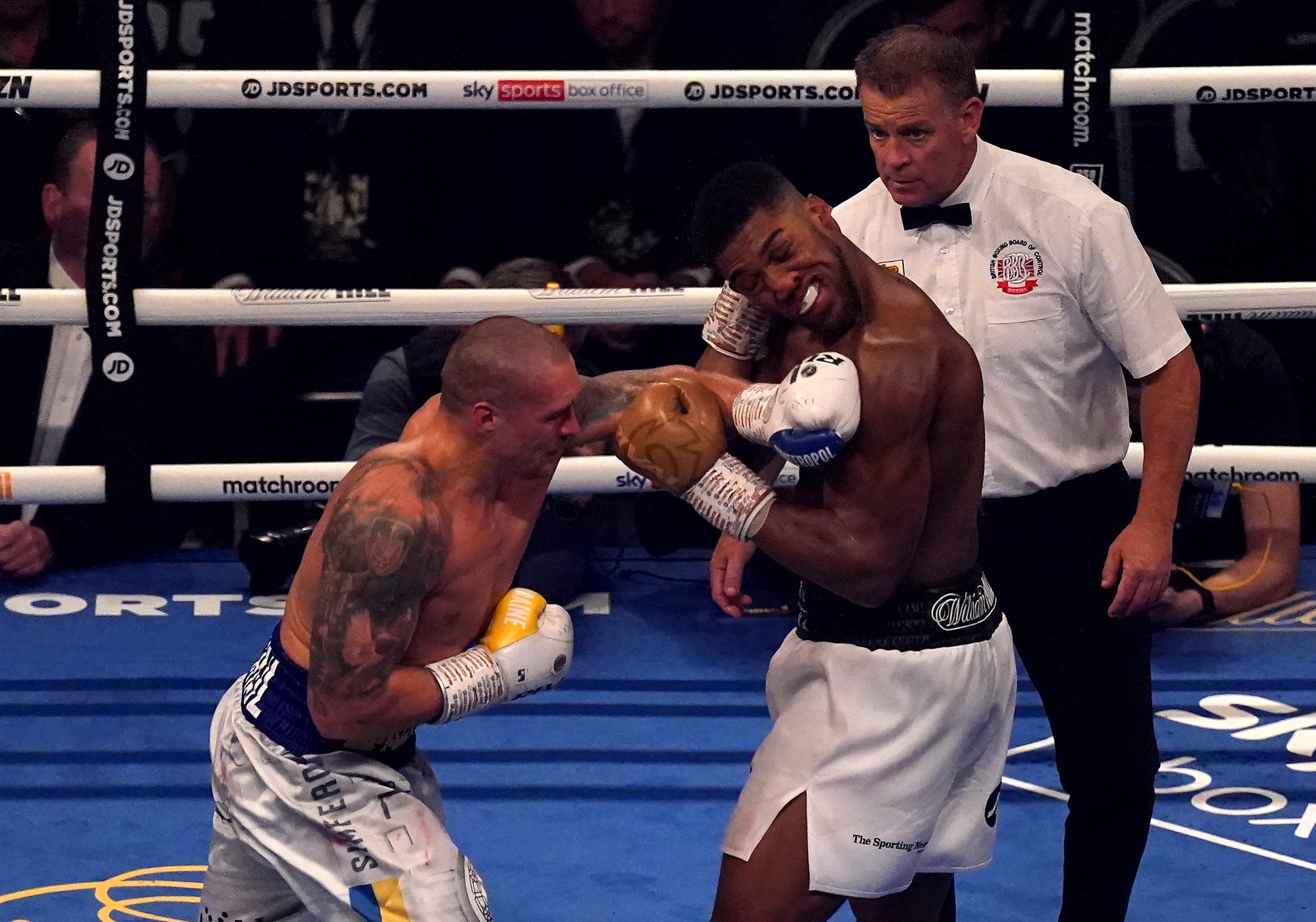 Anthony Joshua (right) lost via unanimous decision to Oleksandr Usyk on Saturday (Nick Potts/PA).