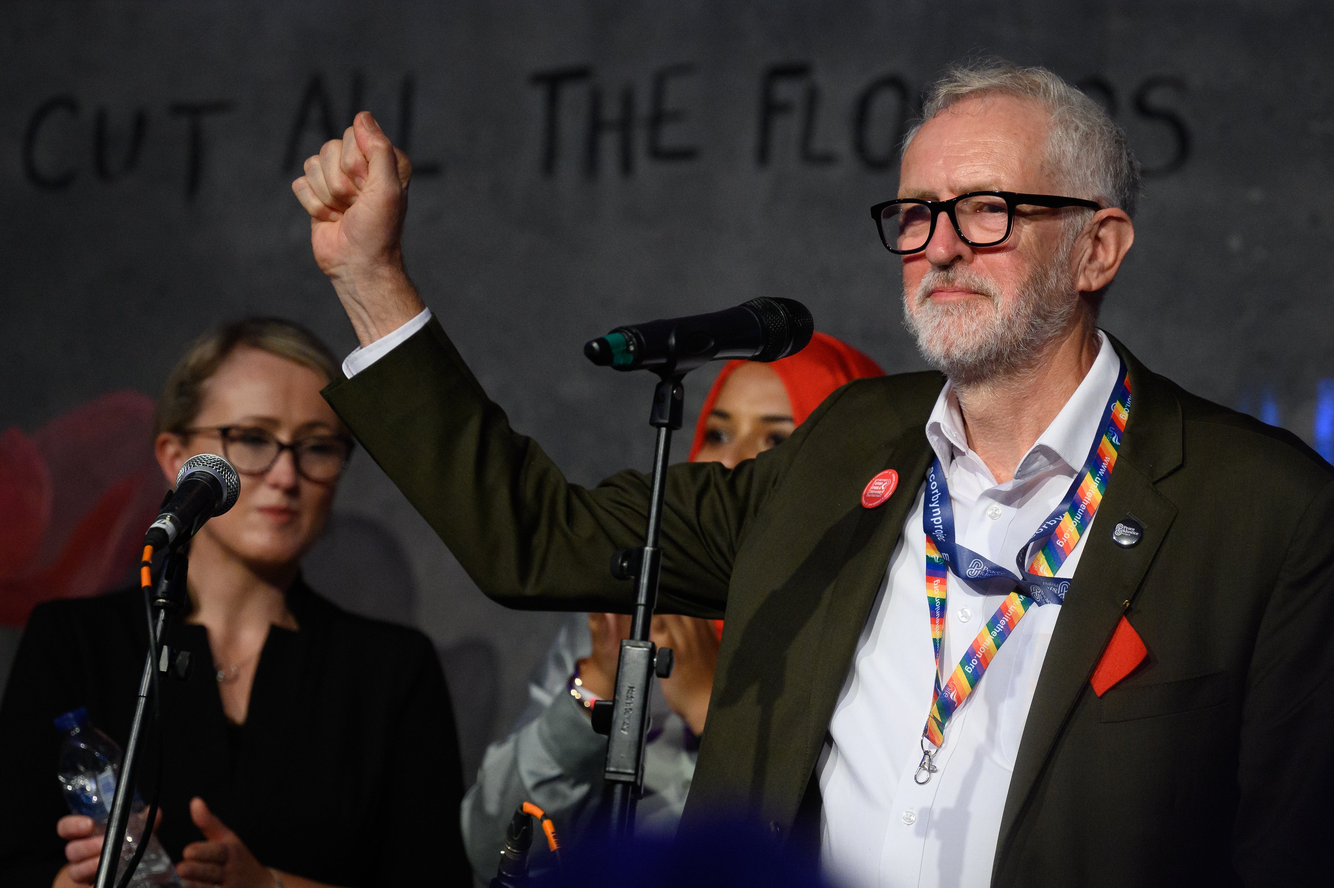 Jeremy Corbyn addresses a fringe event on Tuesday