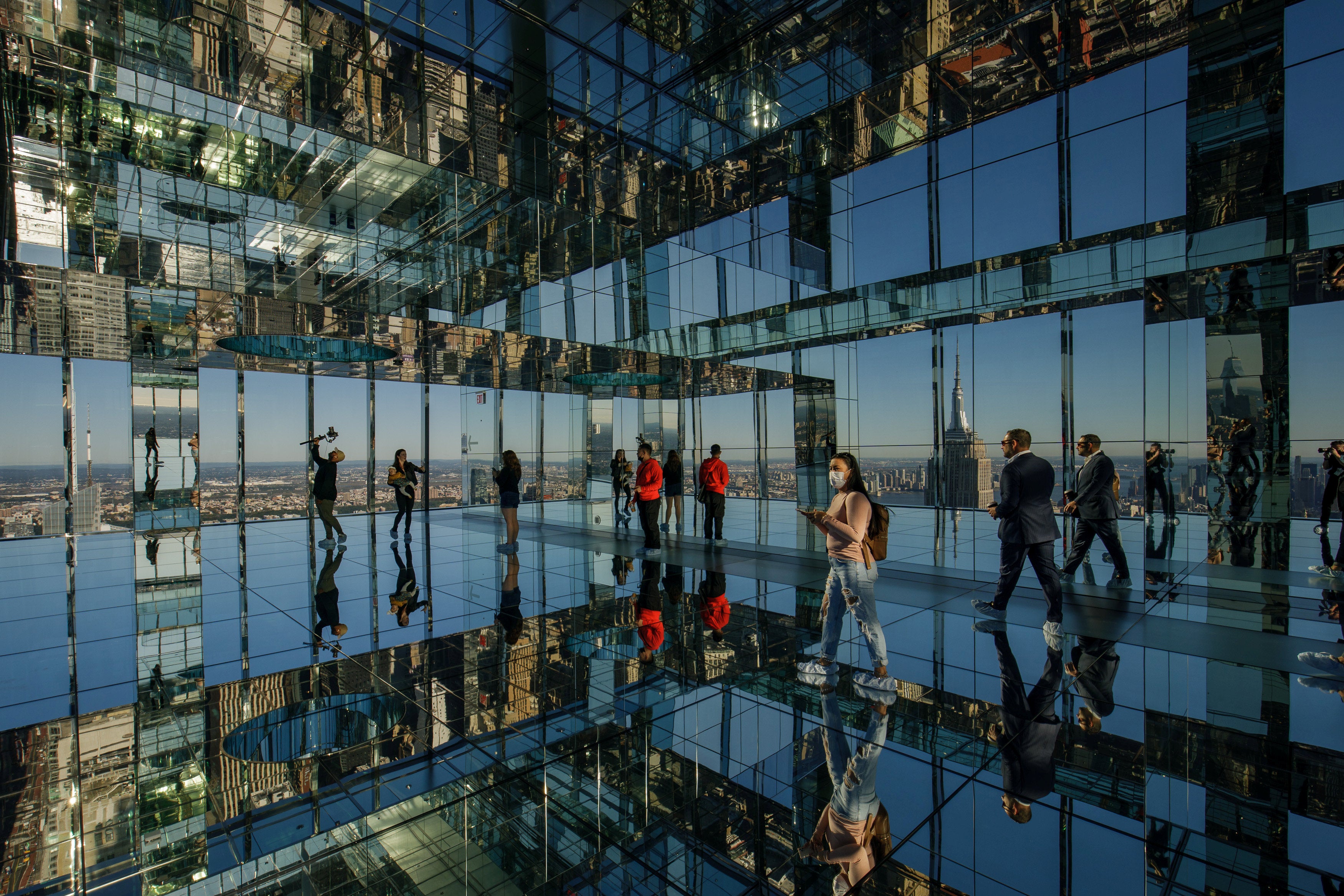 People visit Summit at One Vanderbilt during a preview viewing, Manhattan