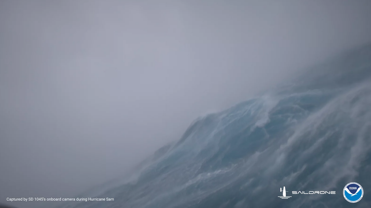 A drone captured footage directly from Hurricane Sam’s eye