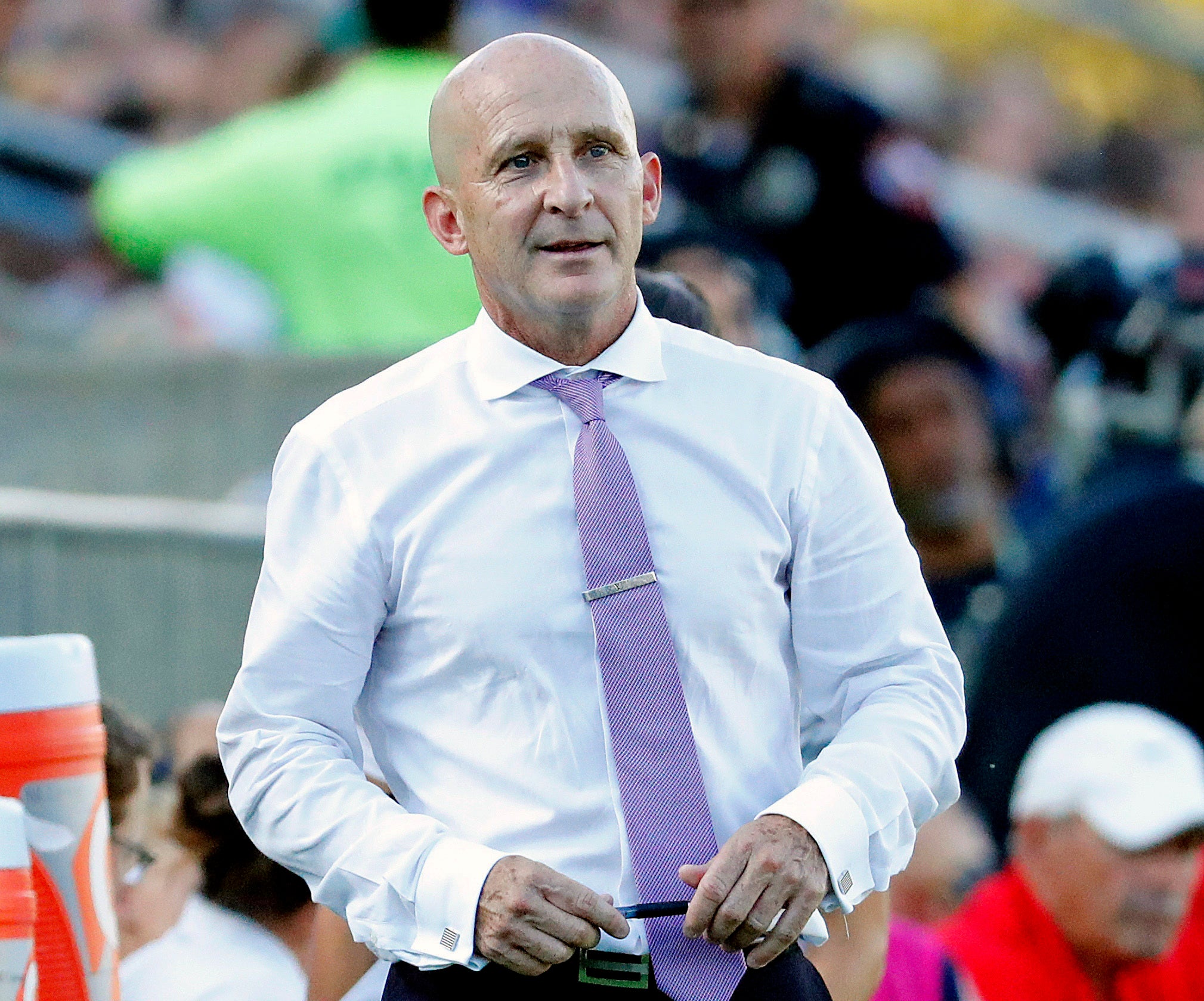 Former North Carolina Courage head coach Paul Riley denies the allegations against him (Karl B DeBlaker/AP).