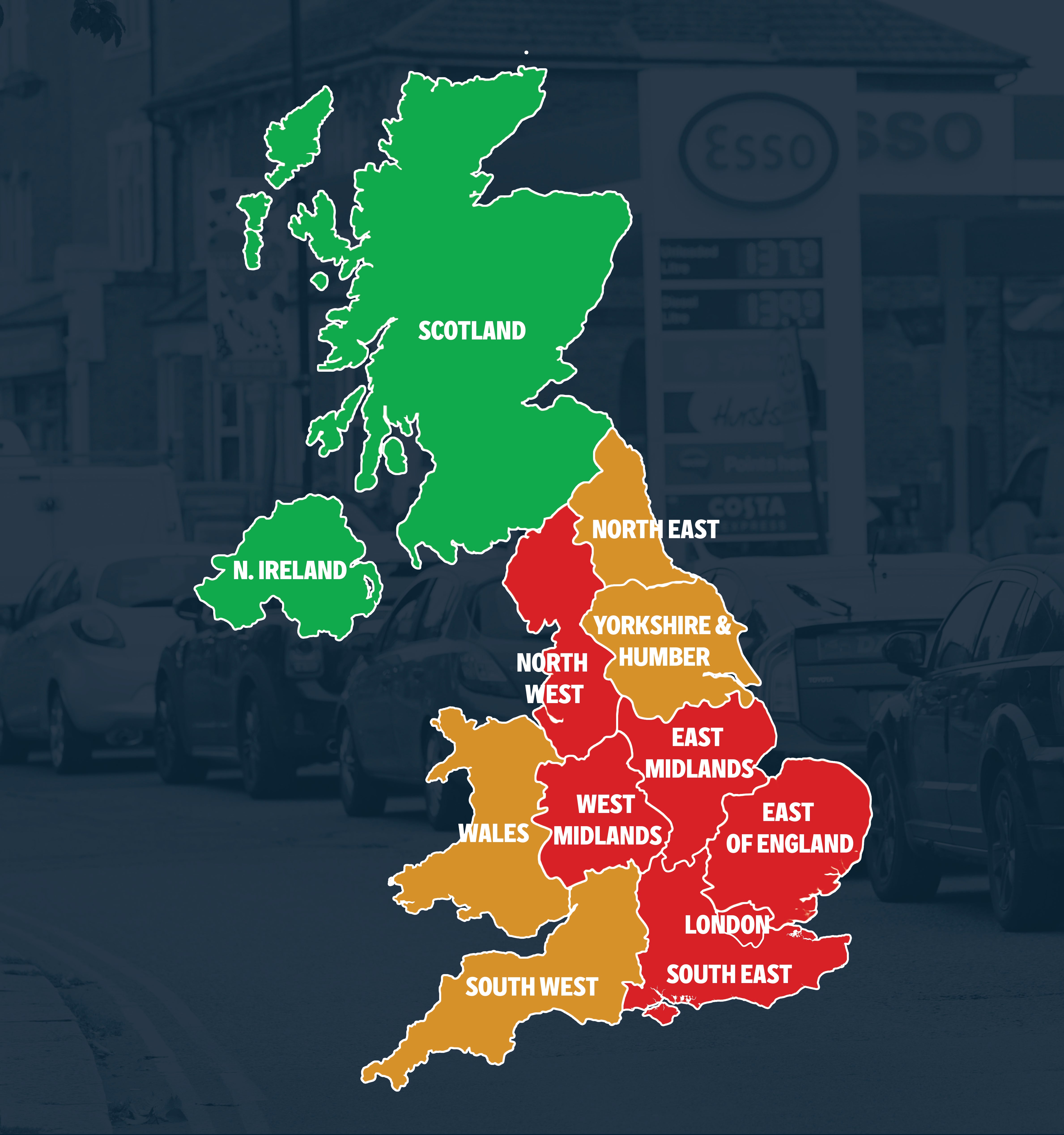 A traffic light system has been drawn up to monitor the current fuel shortage crisis