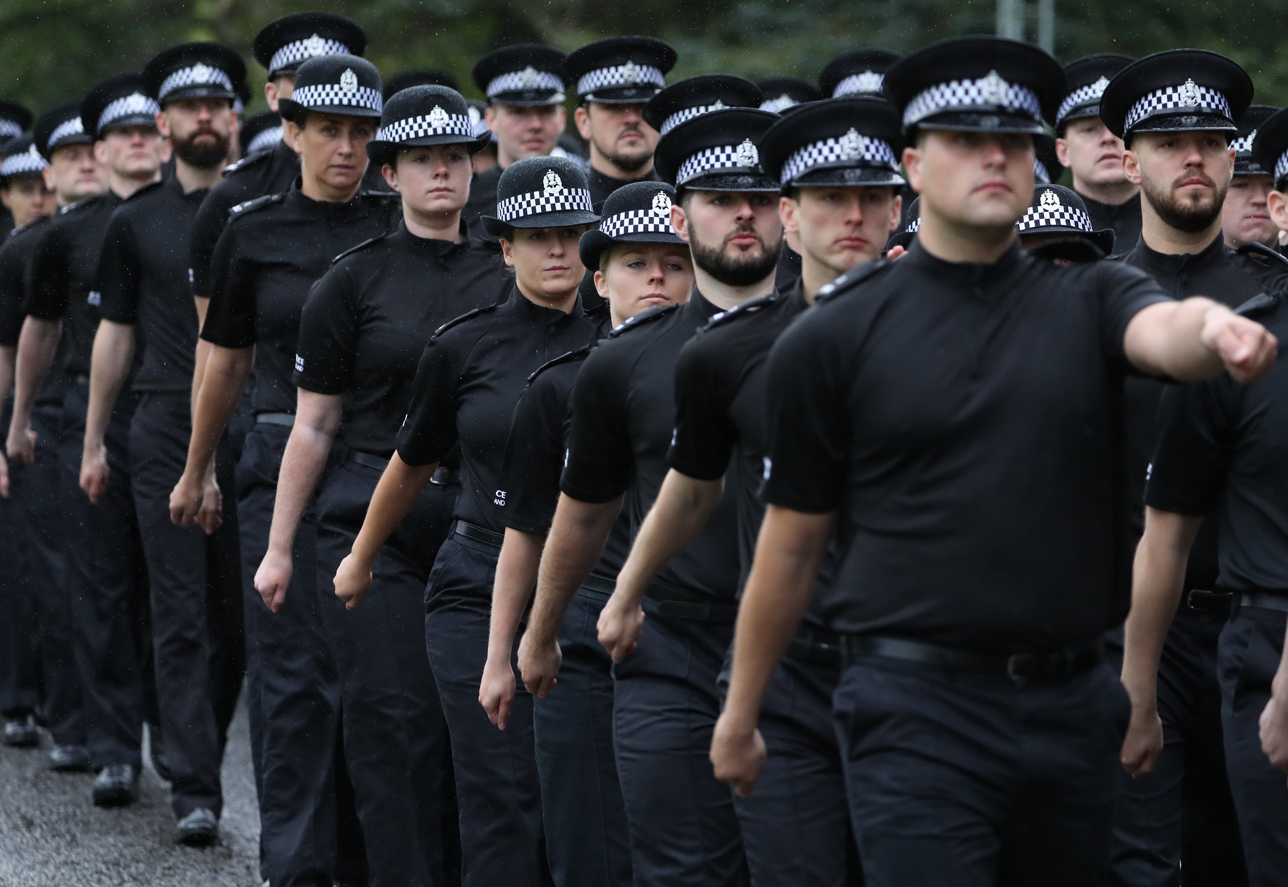 Probationary Police Scotland officers take part in the Scottish Police Memorial Service at Police Scotland headquarters at Tulliallan