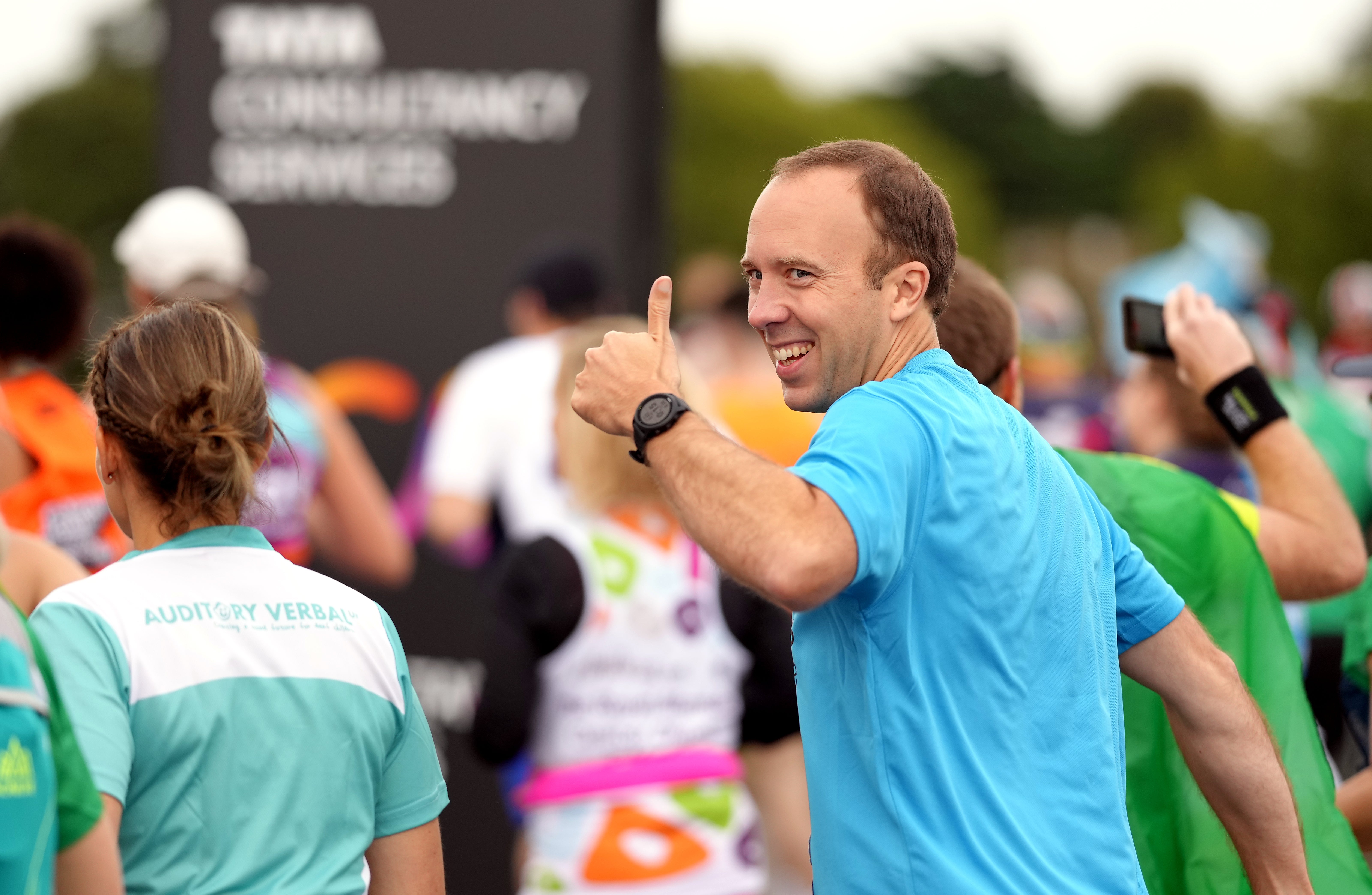 A smile and a thumbs-up ahead of the London Marathon