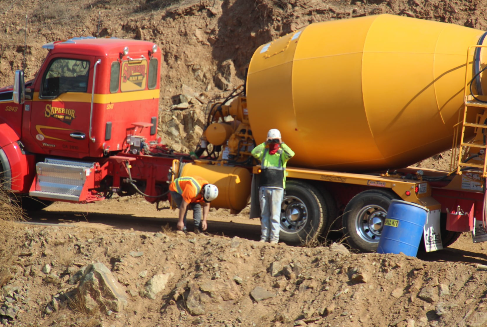 Construction workers returning to the US-Mexico border wall area on the outskirts of Tijuana in September 2021