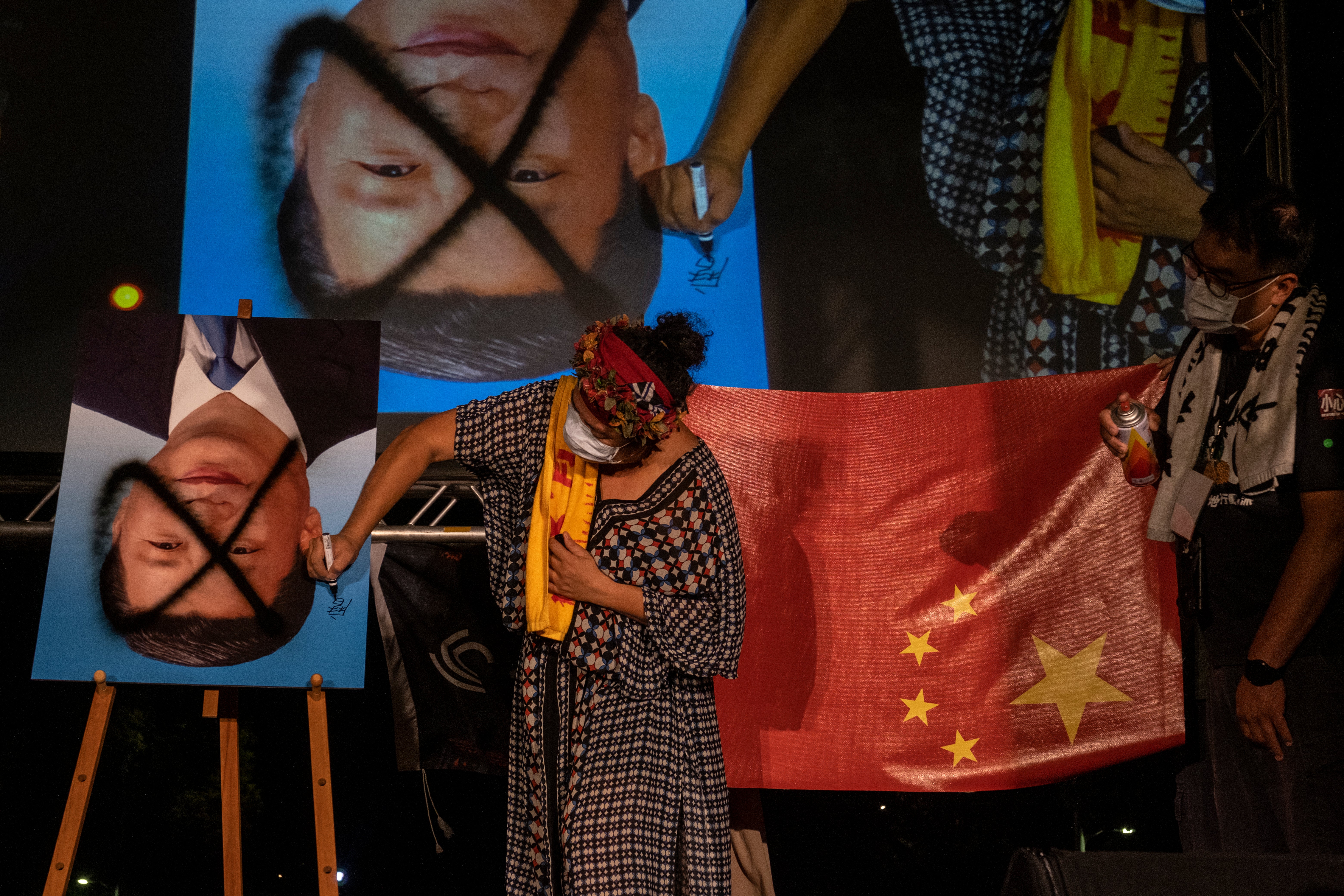 Activists stage anti-China protests on national day in Taipei