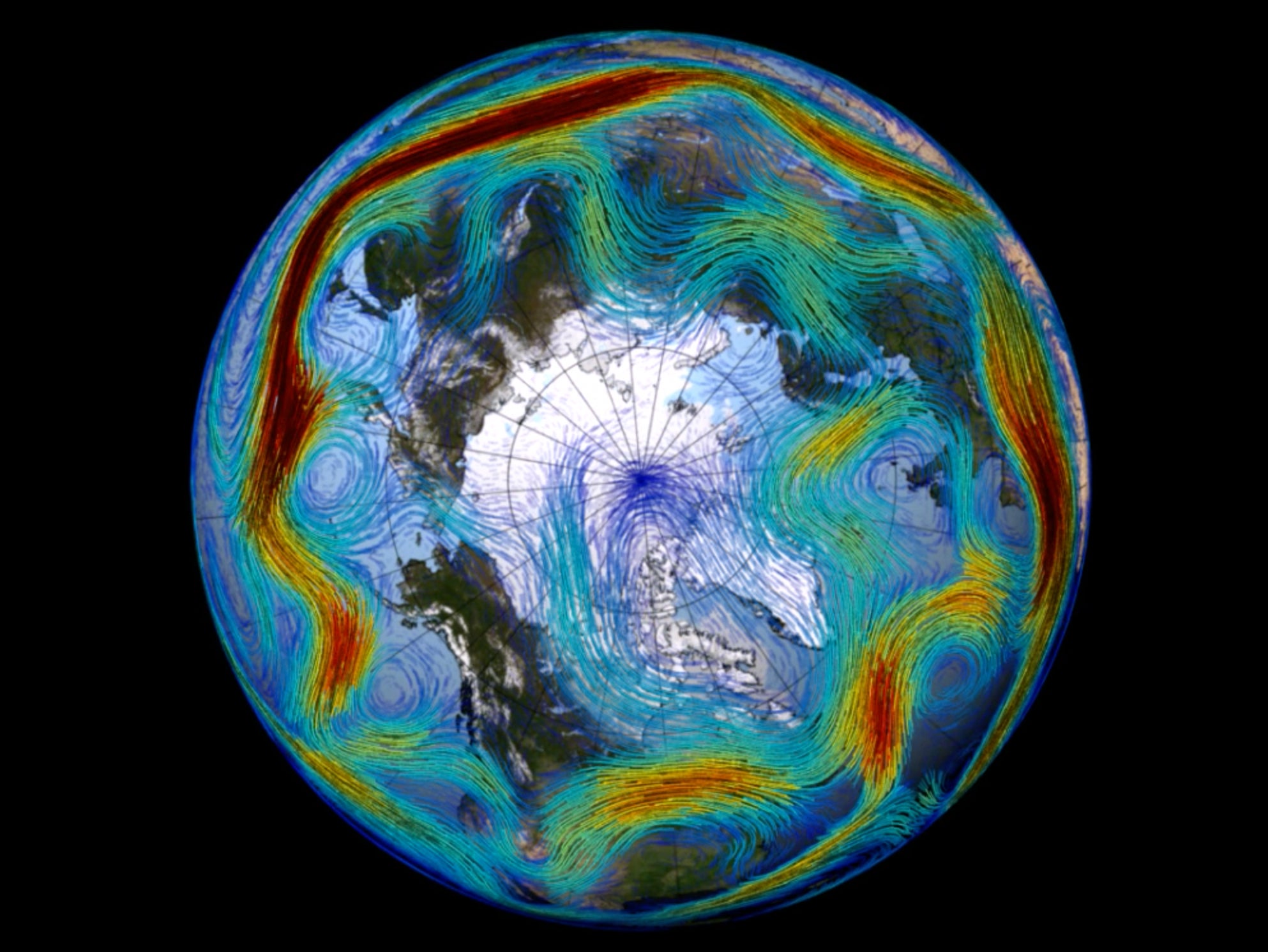 A visualisation of the North Atlantic jet stream