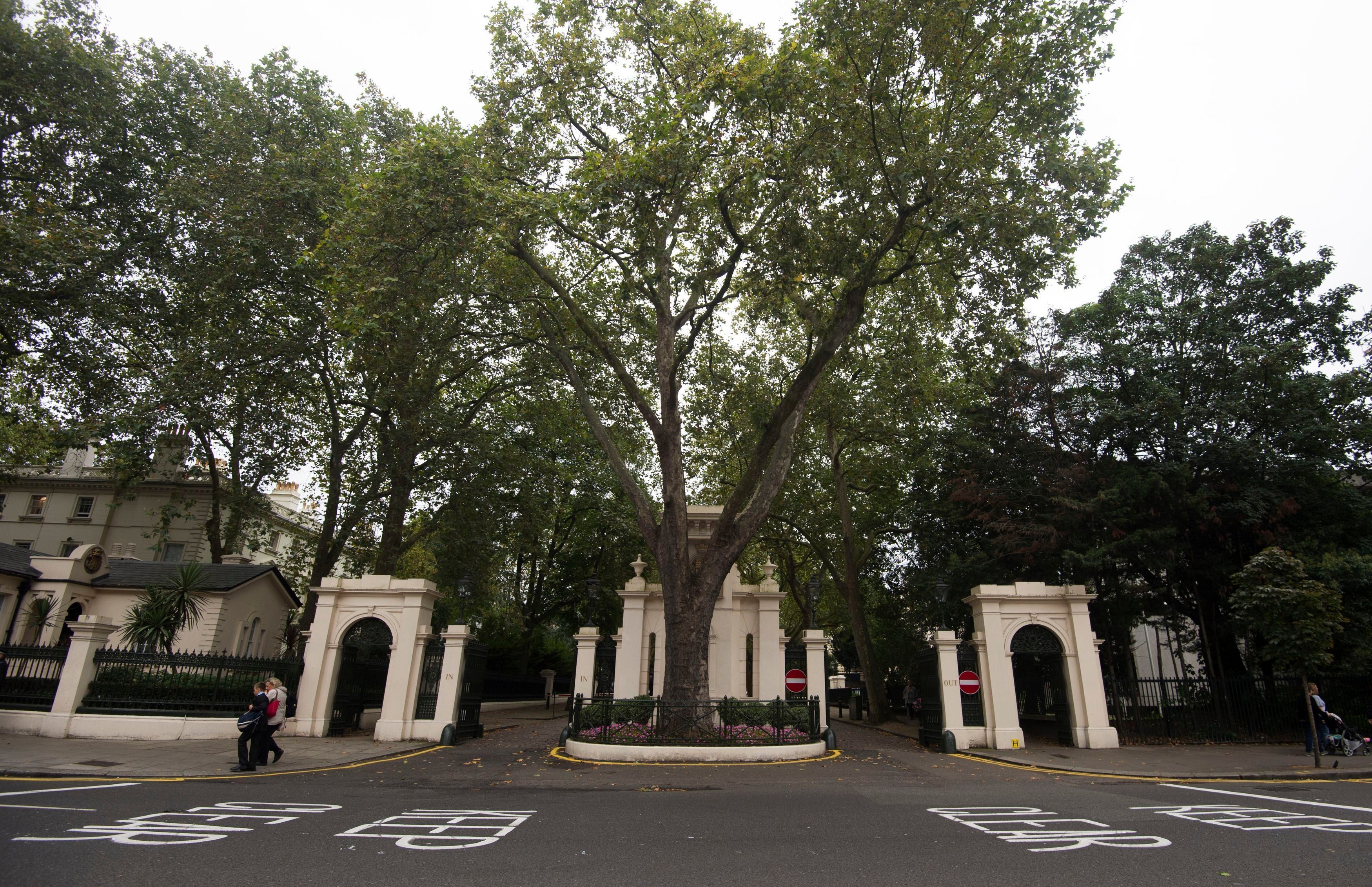 The entrance to Kensington Palace Gardens (Hannah McKay/PA)