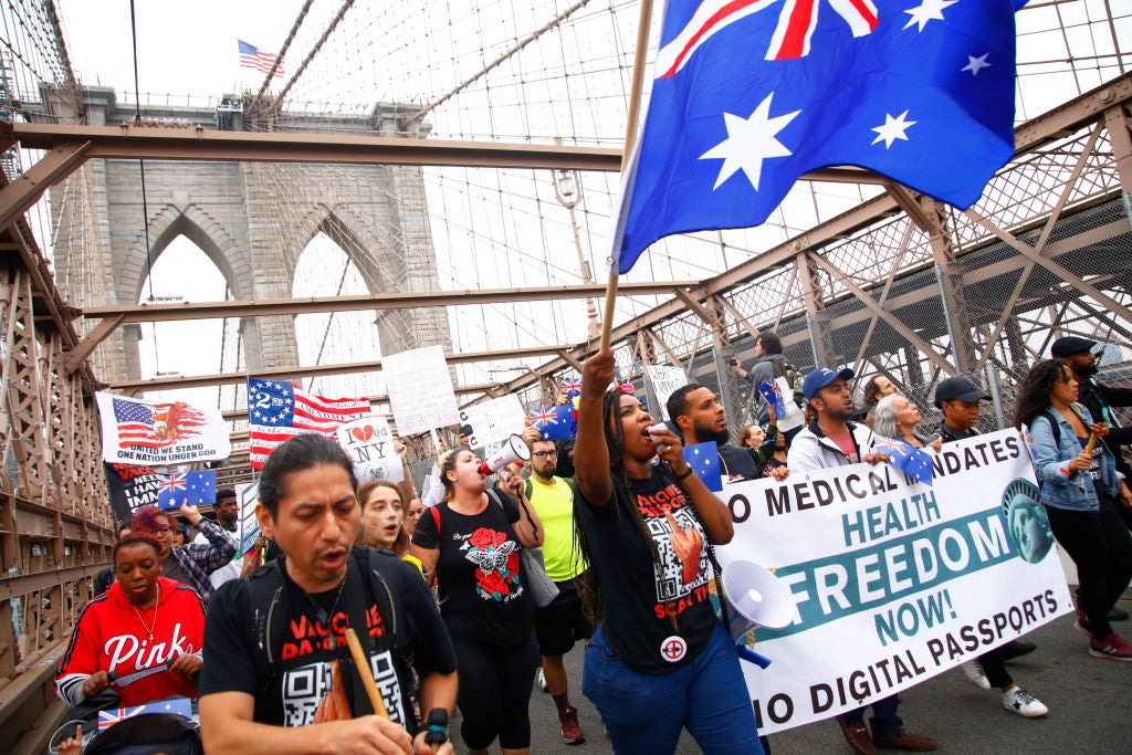 New Yorkers protest against the city’s teacher vaccine mandate