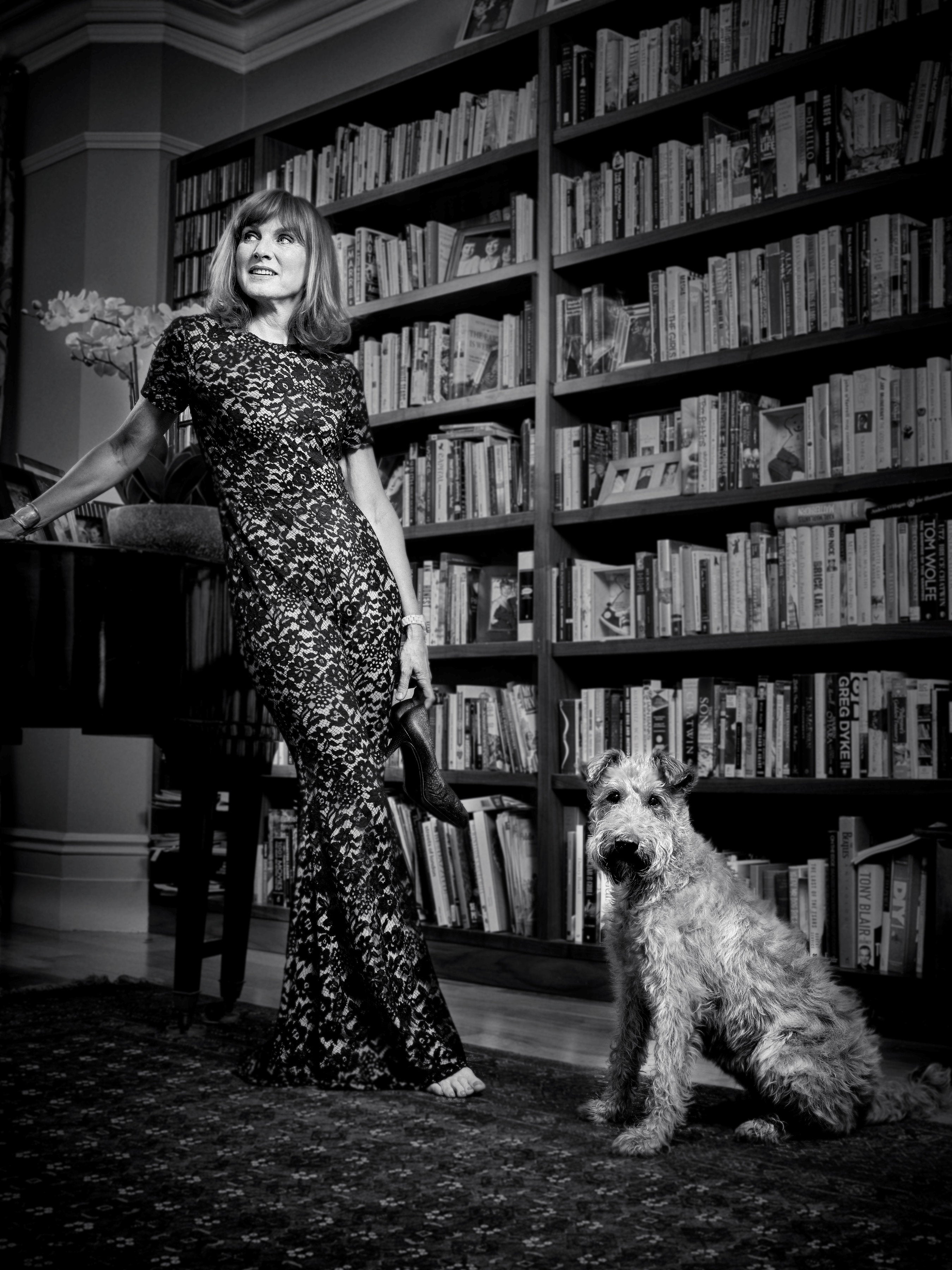 Fiona Bruce with her Irish terrier Molly