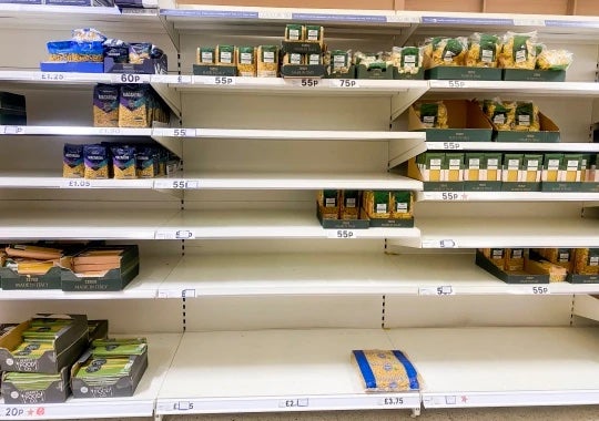 Depleted pasta stock has also been reported in Hermiston Gait, Edinburgh