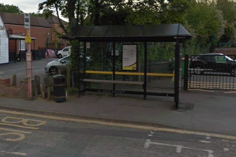 Stickers were put on a bus stop near a primary school in Kent