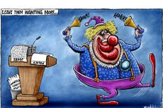 Boris Johnson offered only boosterism and cheesy gags in his conference speech – the nation needs more