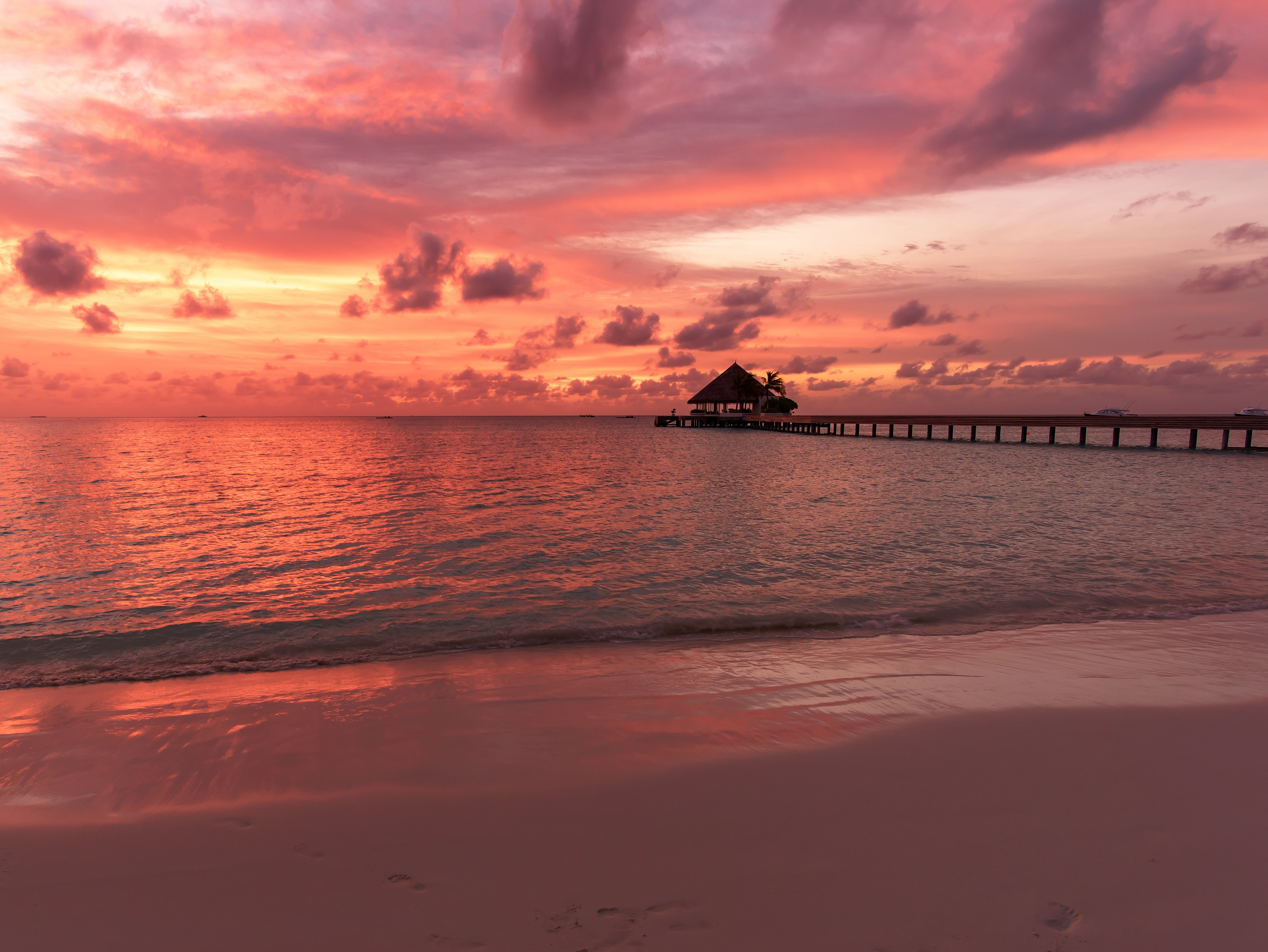 Seeing red: sunset in the Maldives