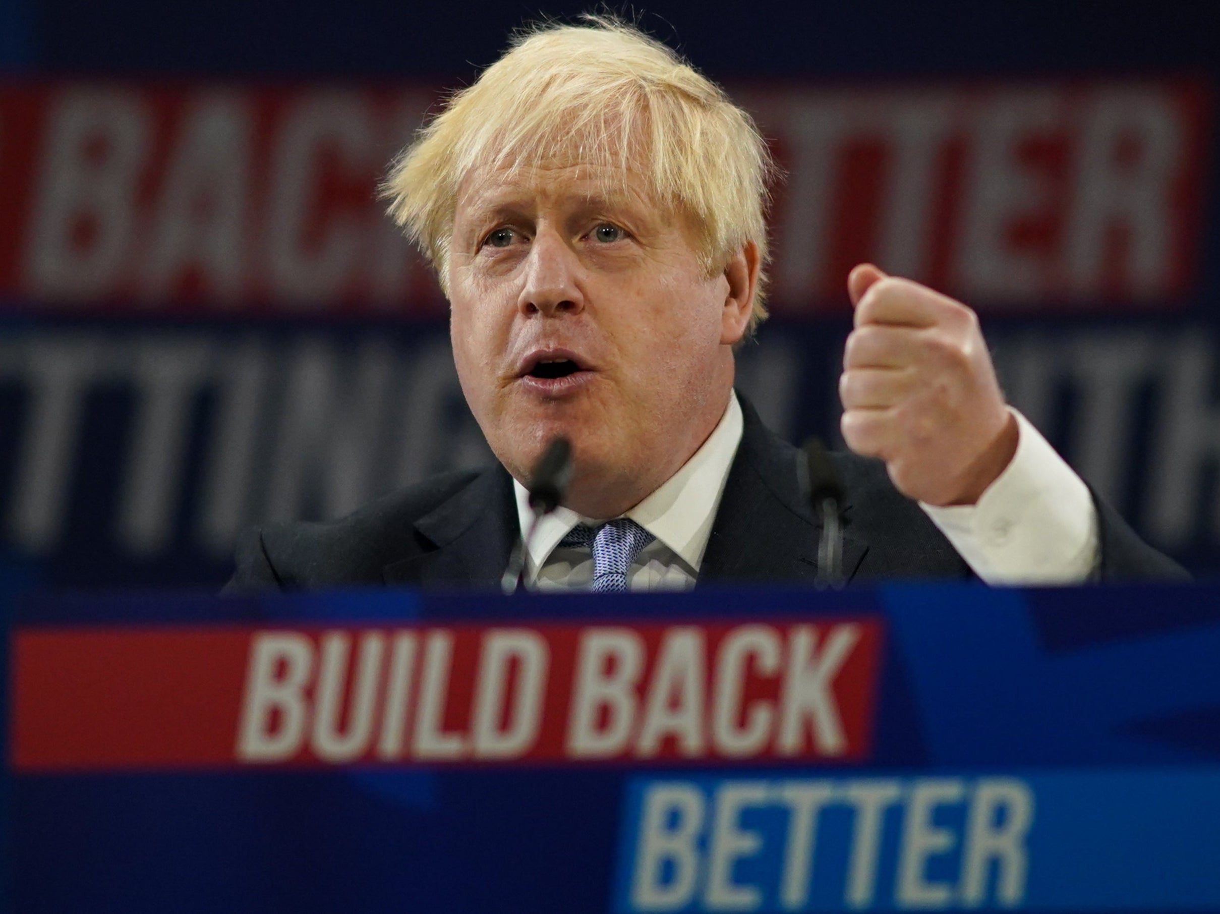 The PM during his speech at the Conservative Party Conference on Wednesday