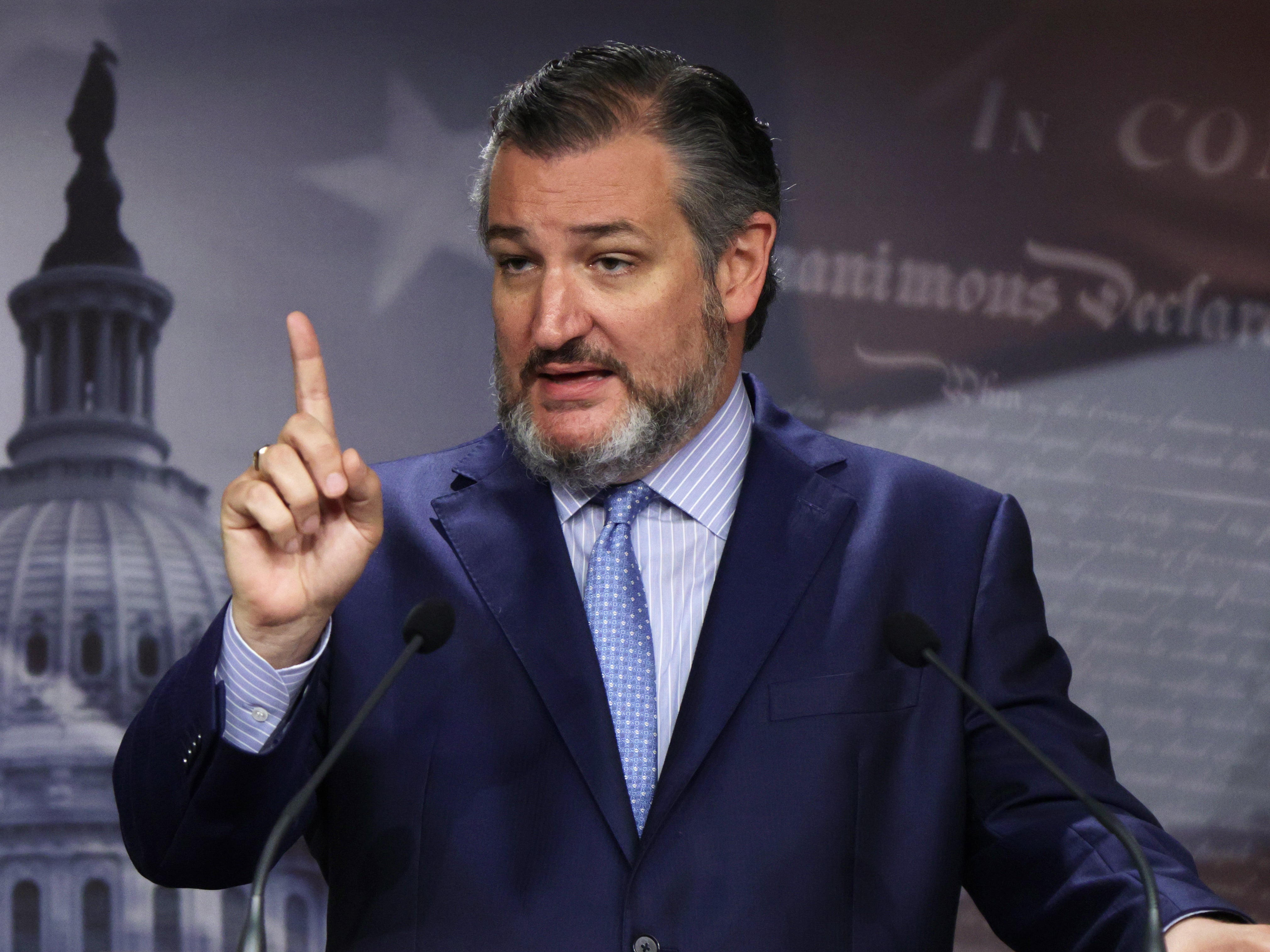 File: US senator Ted Cruz speaks at a press conference