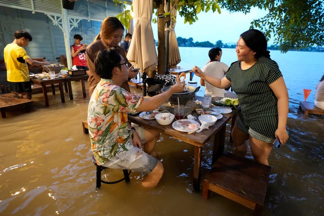 <p>The Pa Jit restaurant, located in Nakhon Pathom province, approximately 30 kilometres from Bangkok, has become an internet phenomenon since an adjacent river breached its banks</p>
