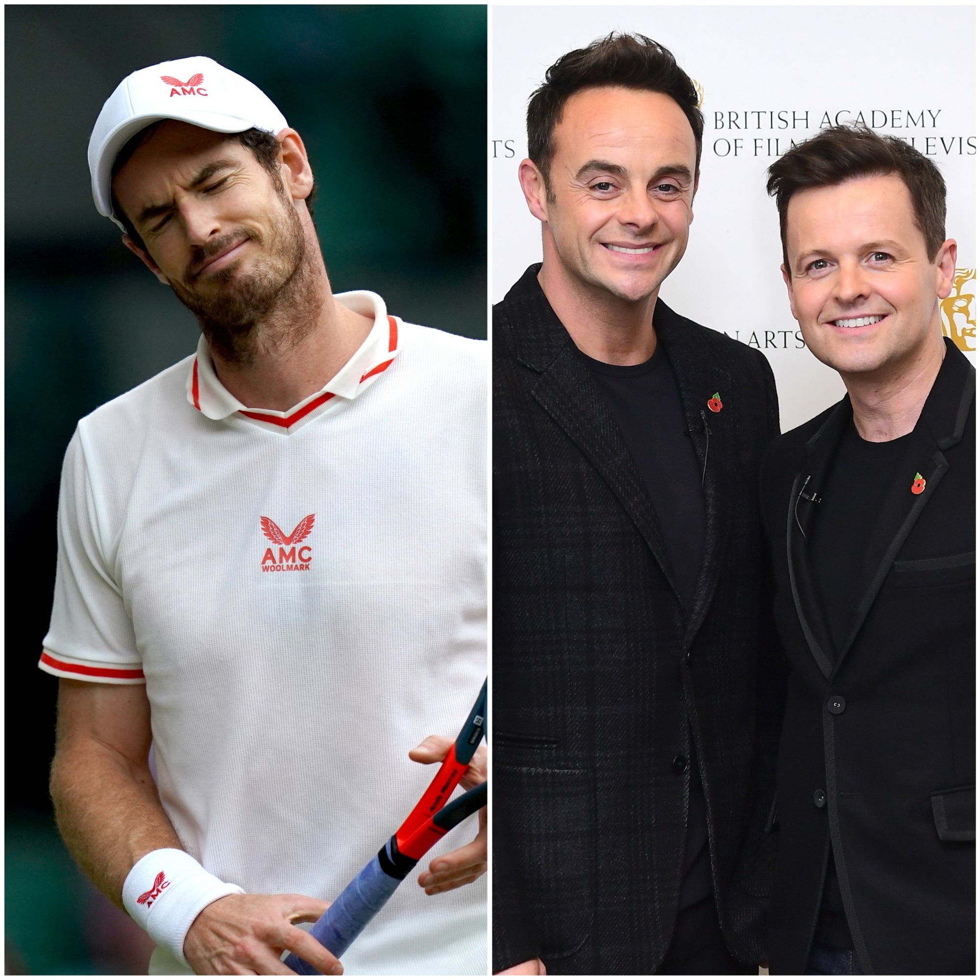 Andy Murray, Ant and Dec (Adam Davey/Ian West/PA)