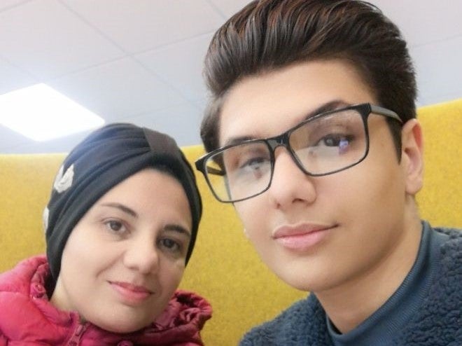 Mother Manal Rawaeh and son Bilal Batous