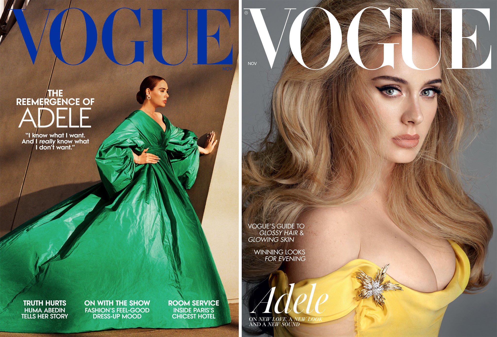 Adele covers the November issues of British and American Vogue