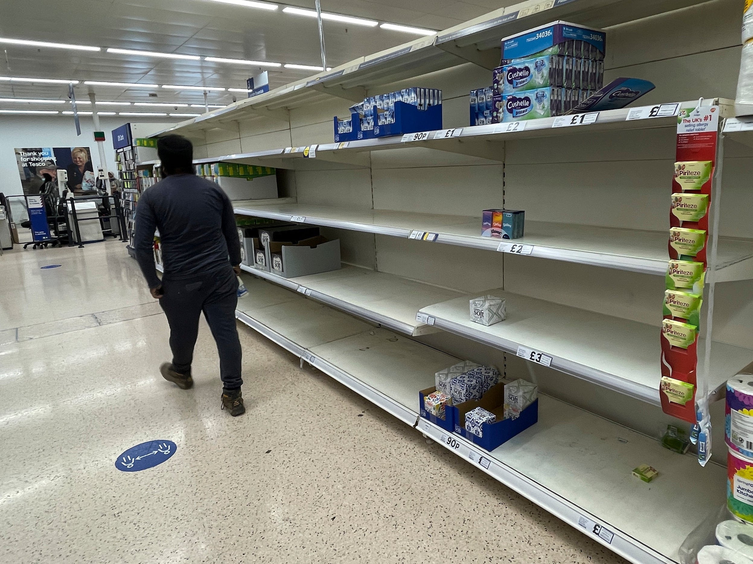 No goods: A supermarket in London is left with shelves empty of some items