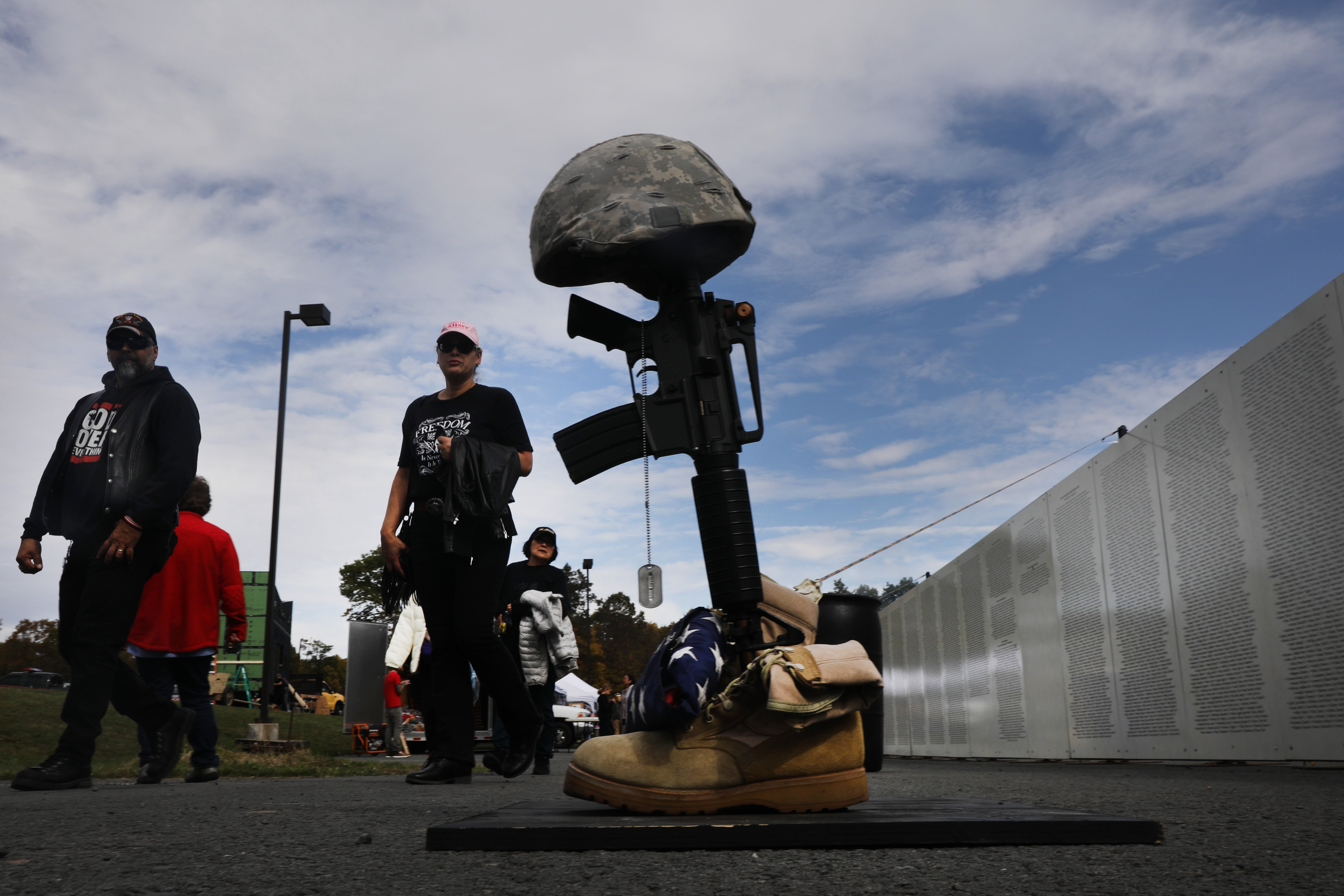 A gun is on display at a 2019 edition of an annual firearm event in rural Pennsylvania sponsored by a gun manufacturer and church that uses firearms in its worship practice