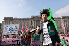 Chris Packham leads march at Buckingham Palace urging royal family to rewild estates