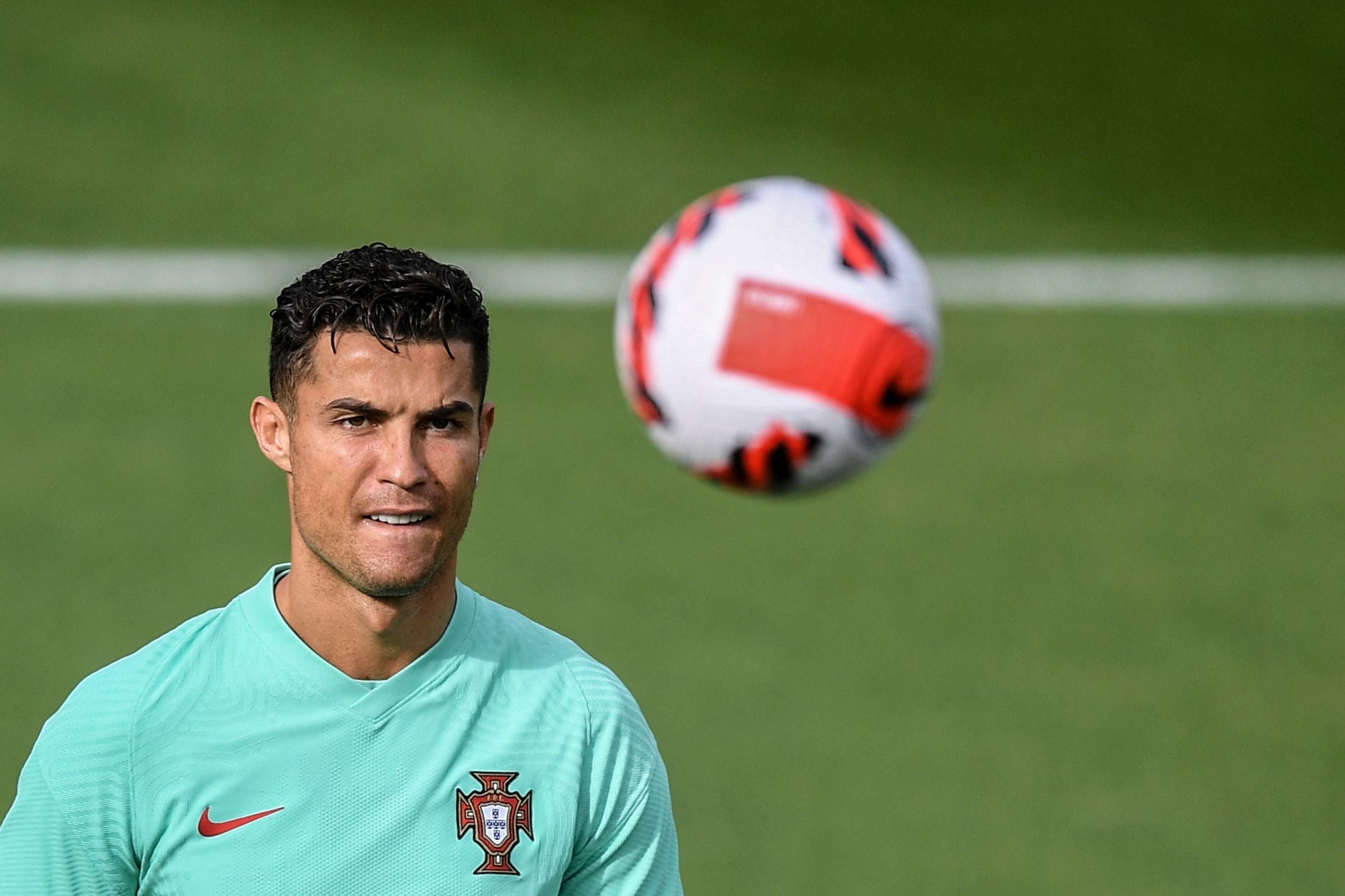 Cristiano Ronaldo in training with Portugal