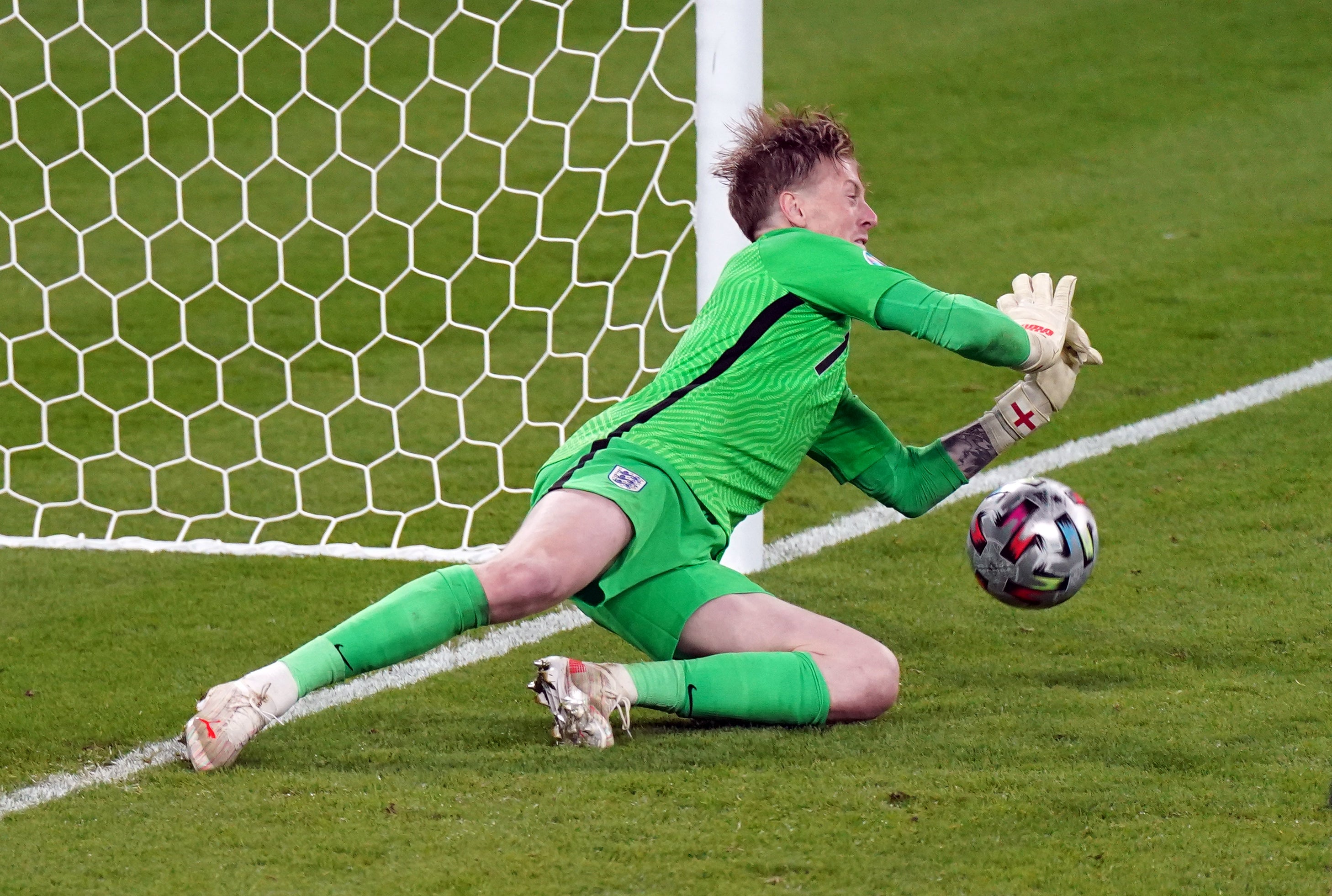 Jordan Pickford has helmed a record-breaking England backline (Mike Egerton/PA)