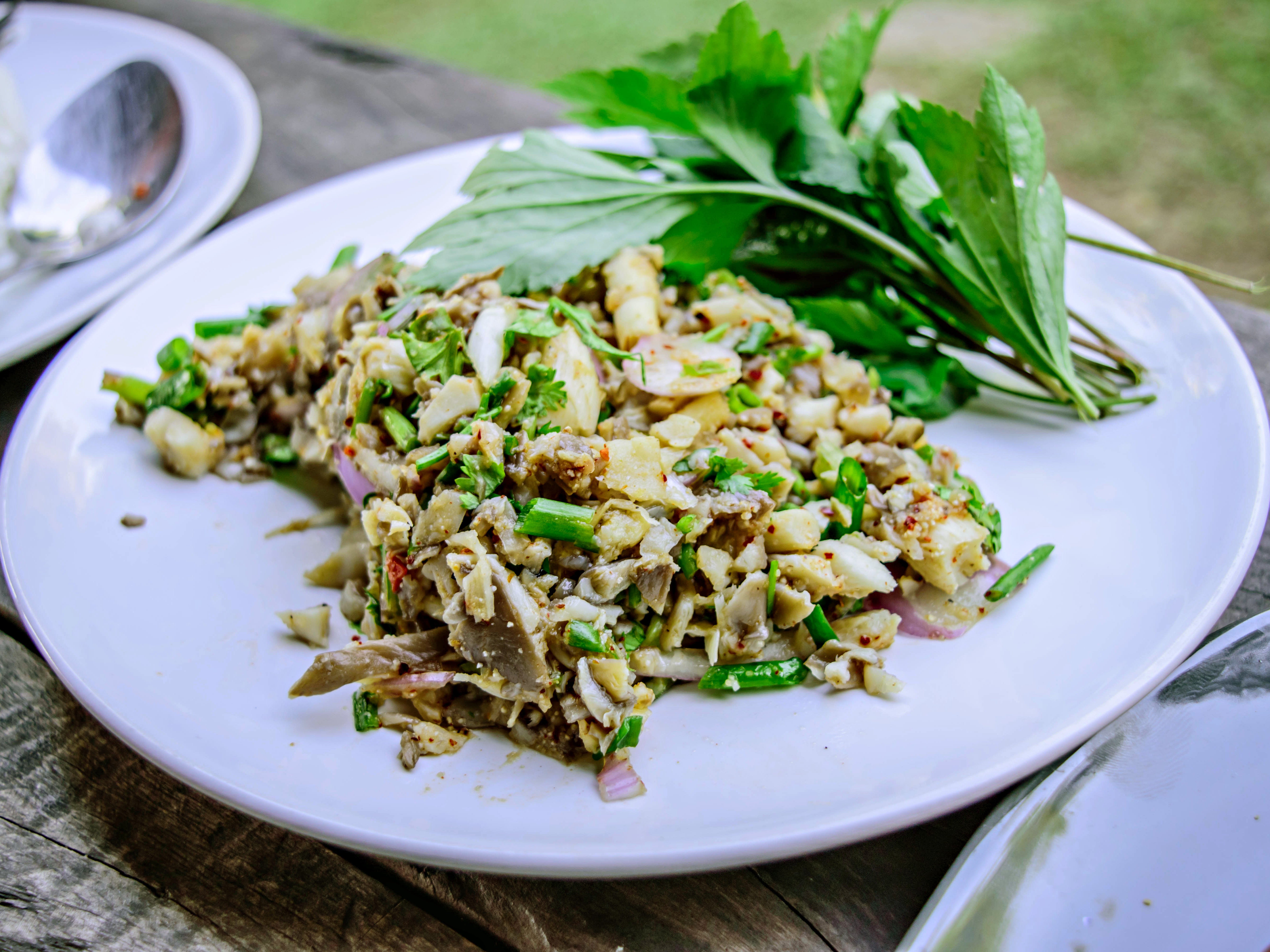 Earthy mushrooms replace meat in this take on Thai larb