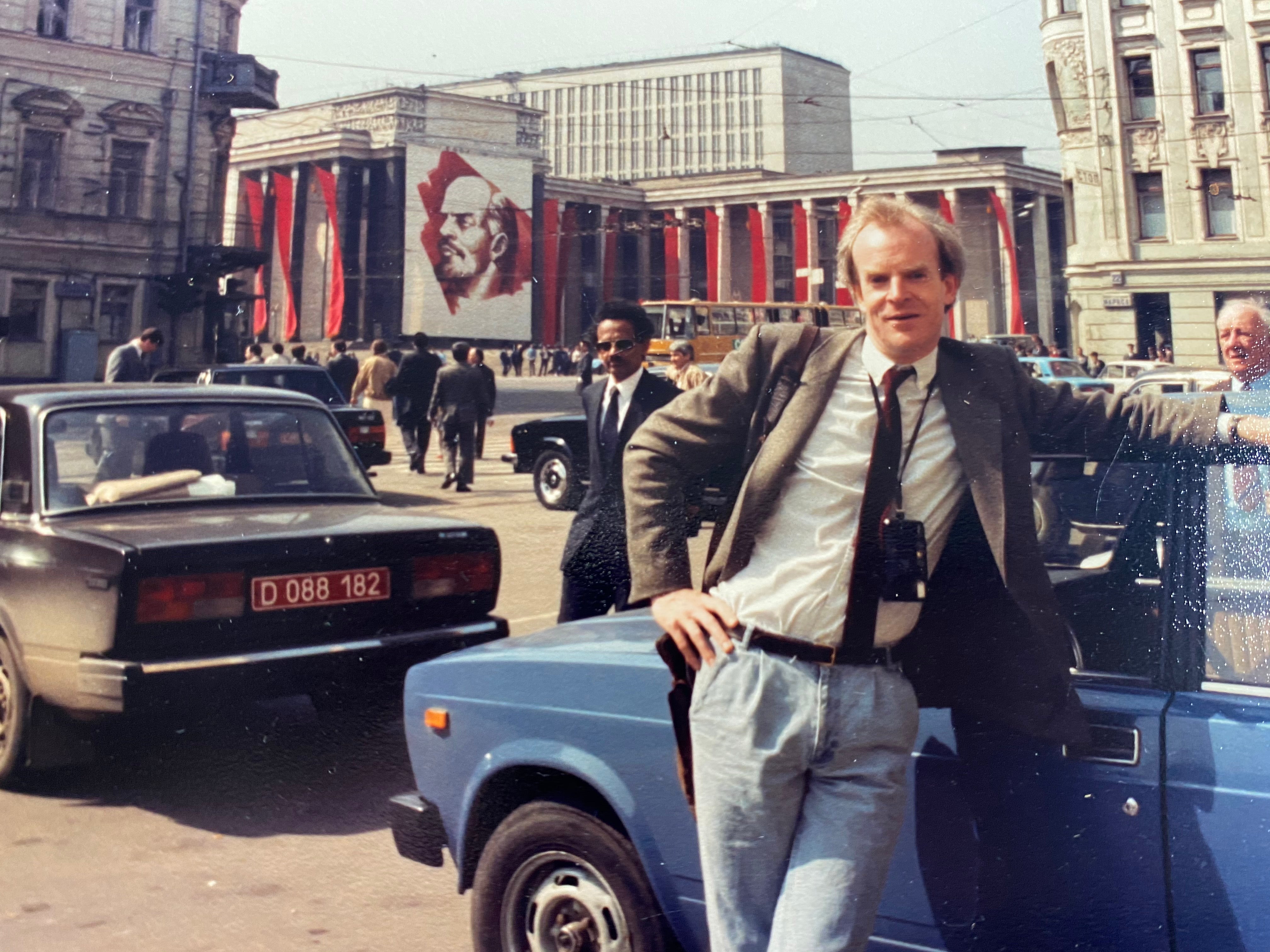 Rupert Cornwell, the first Independent Moscow correspondent, close to Red Square in 1987