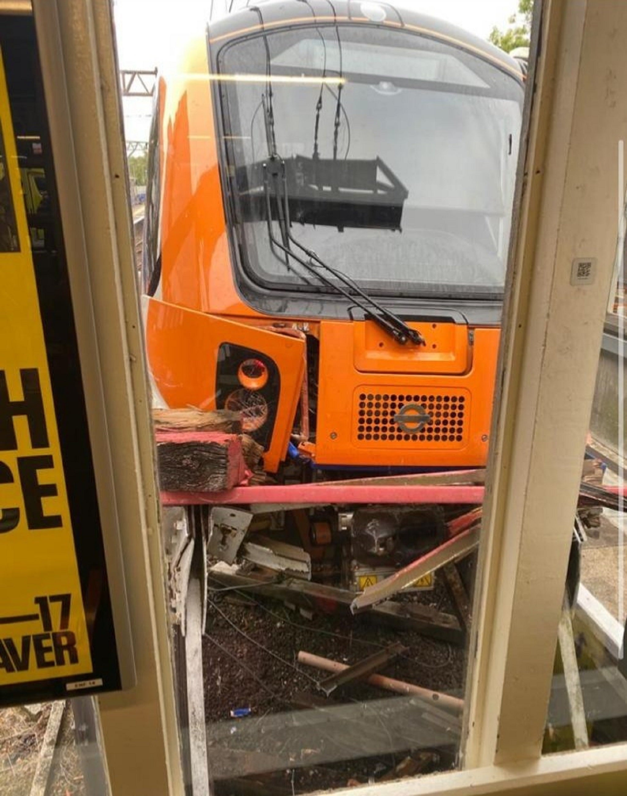 Two people received minor injuries after a London Overground train hit the buffers at Enfield Town station in north London