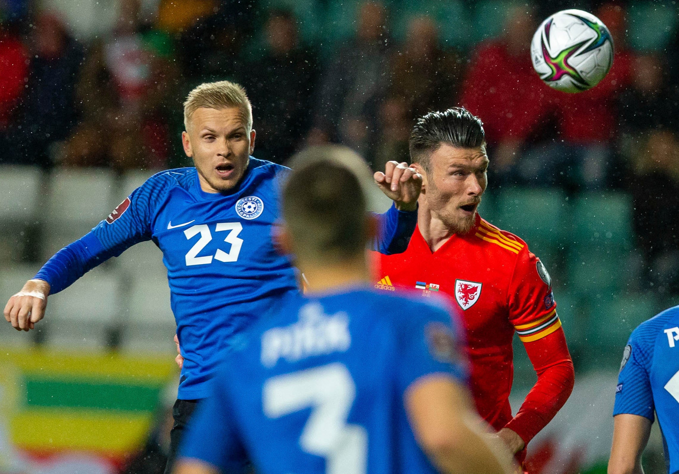 Wales’ Kieffer Moore will miss next month’s World Cup qualifier against Belarus through suspension (Raul Mee/AP)