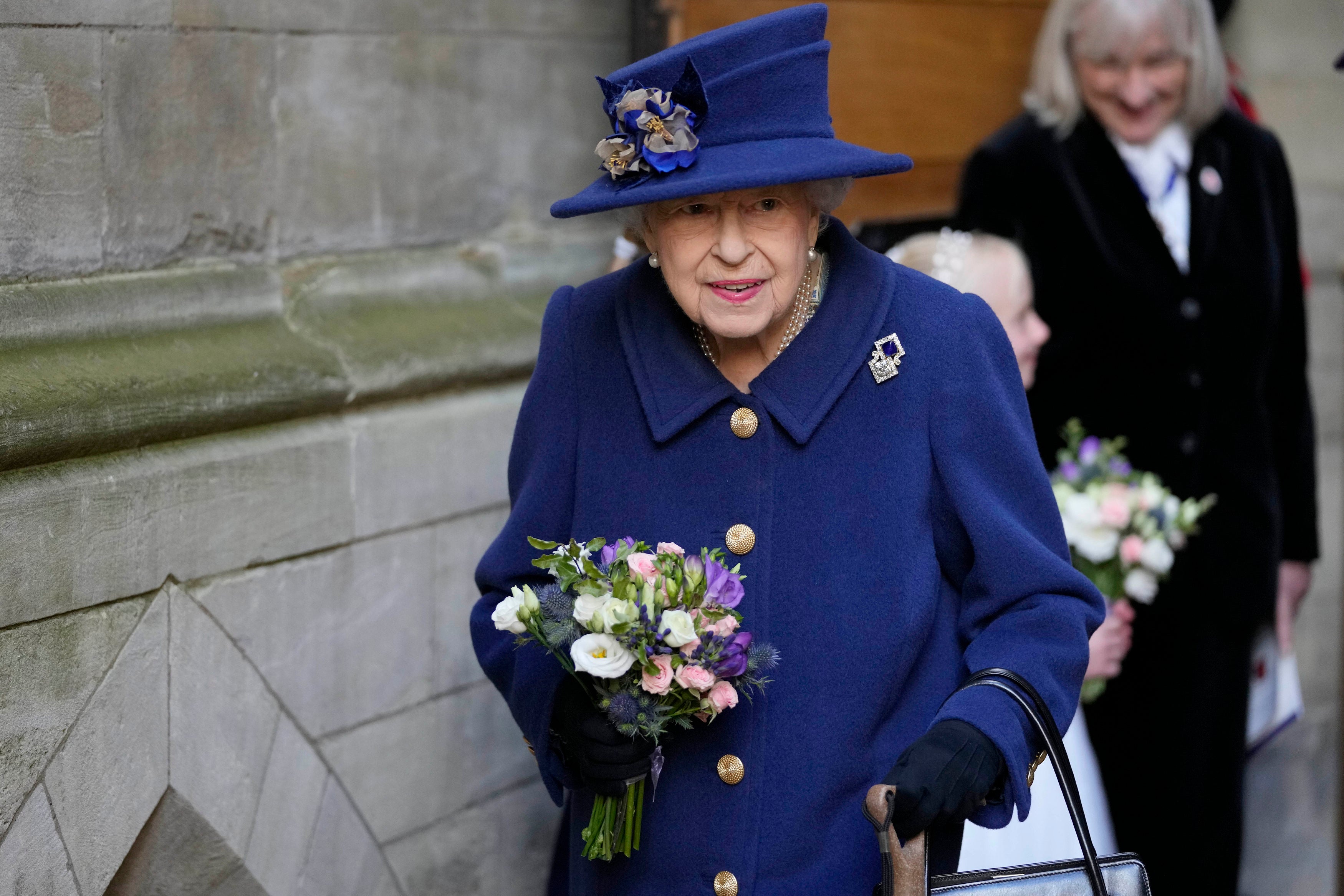 Queen Elizabeth II leaves after attending a Service of Thanksgiving at Westminster Abbey in London to mark the Centenary of the Royal British Legion