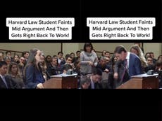 Video of Harvard Law student who resumed argument after fainting starts debate on overwork