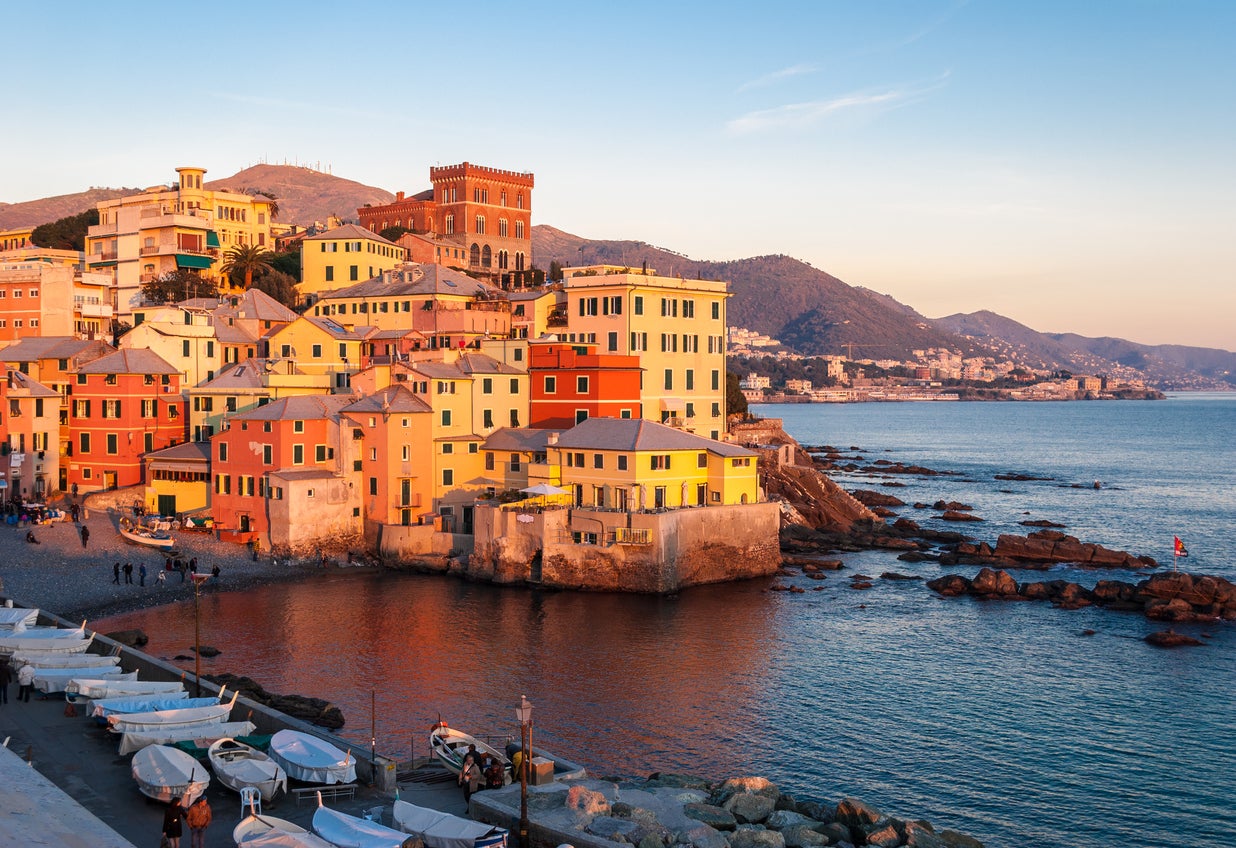 Boccadasse village at golden hour