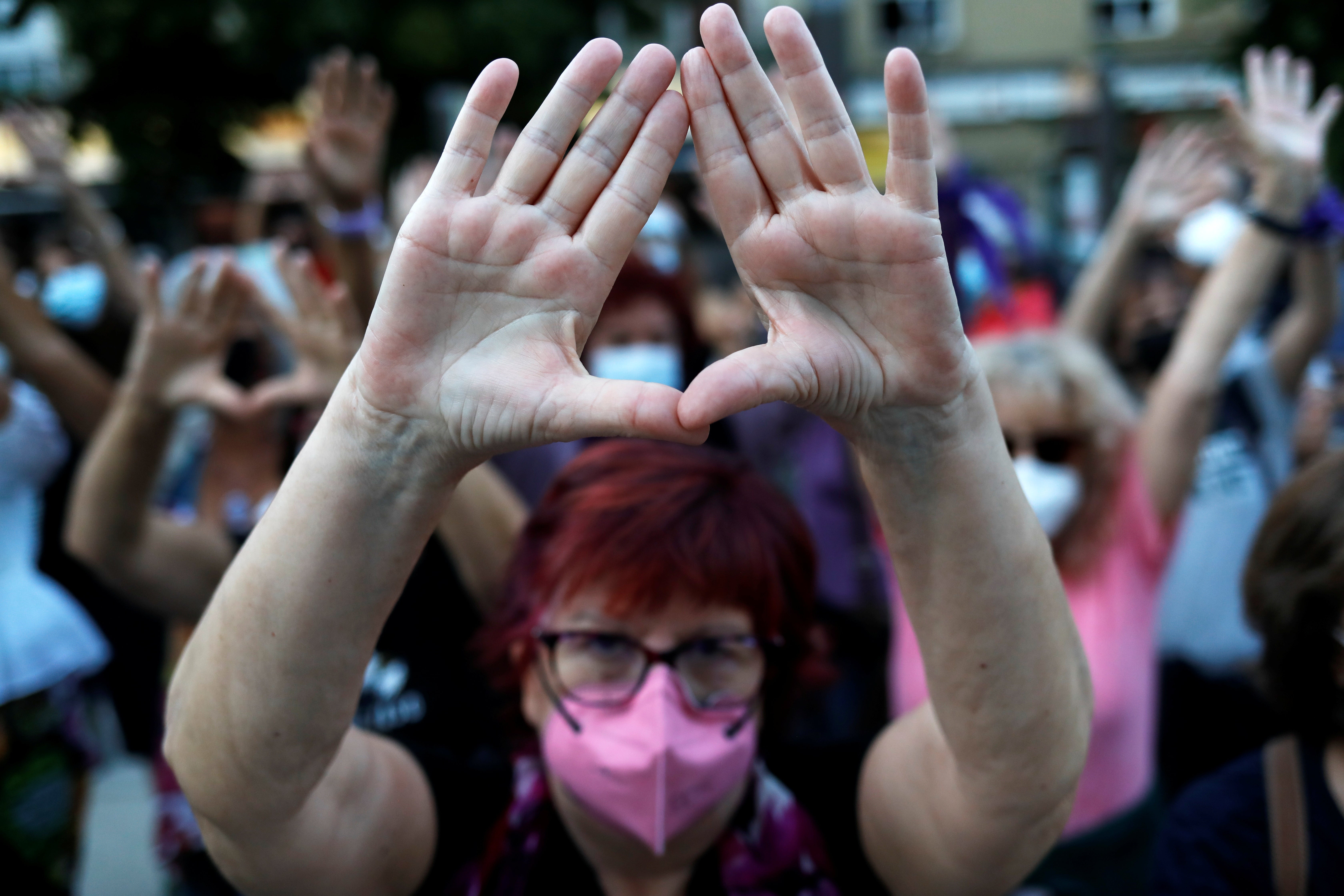 Pro-choice demonstrators gather to mark International Safe Abortion Day in Madrid last month