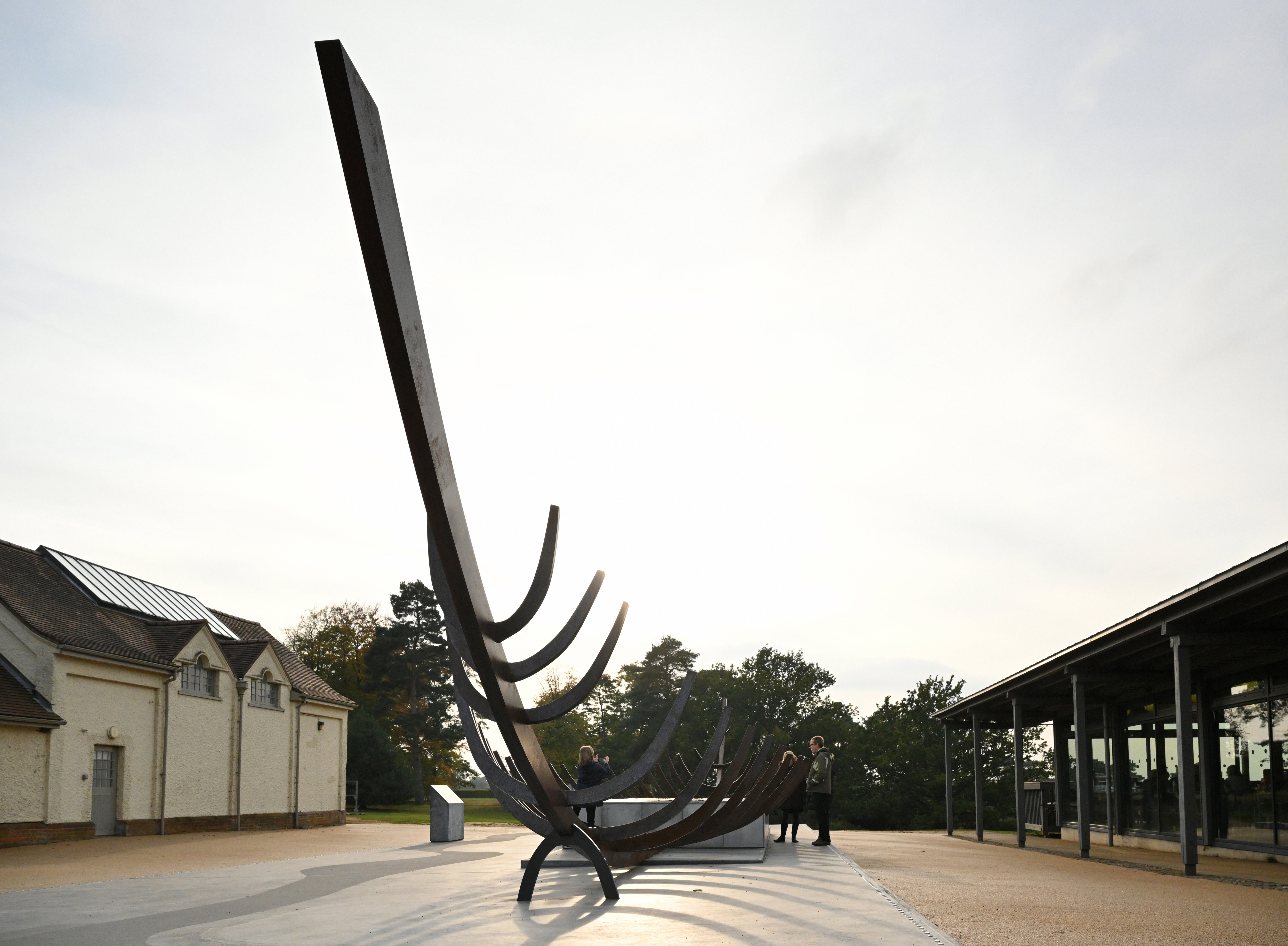 Sculpture of an Anglo-Saxon ship at Sutton Hoo, Suffolk