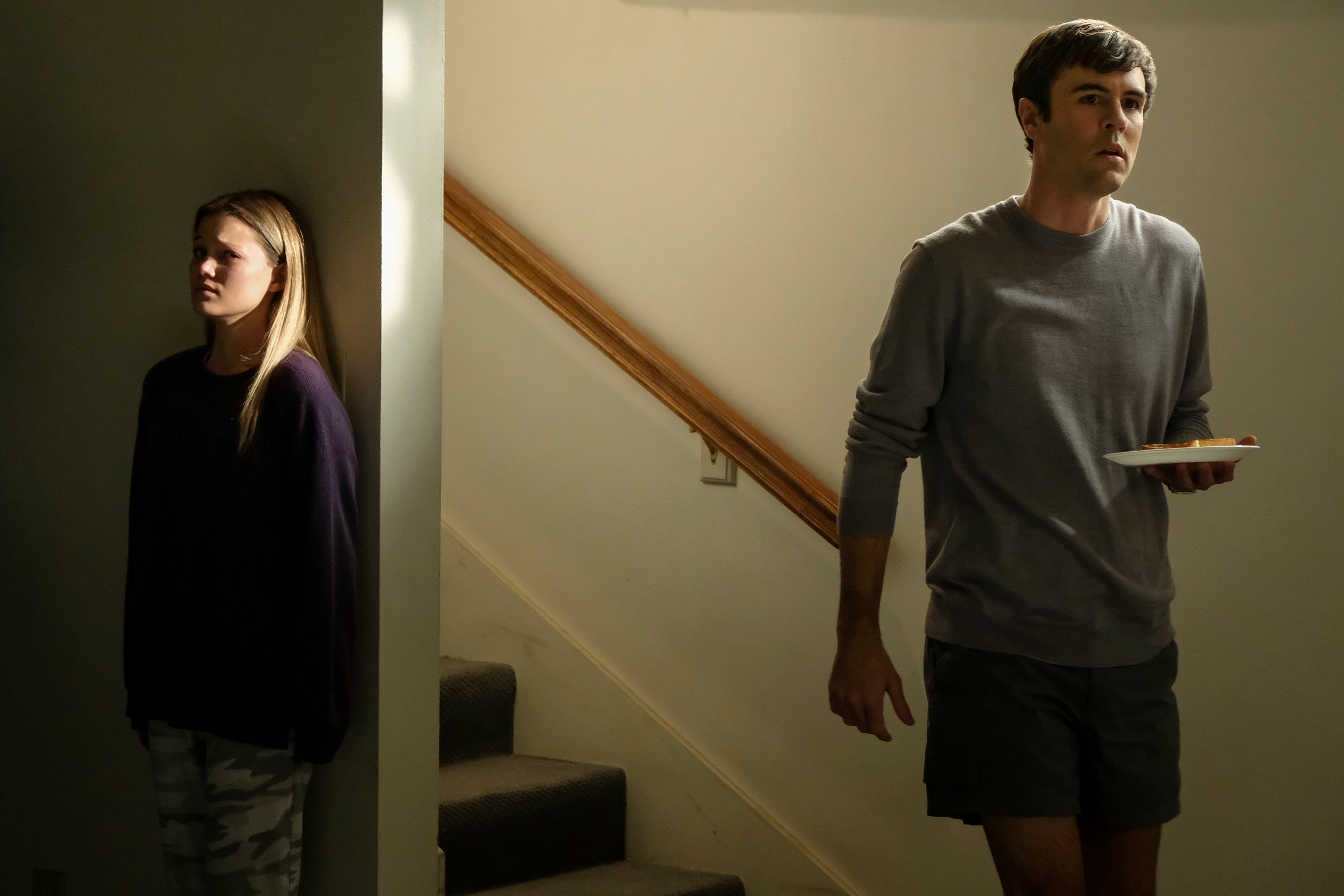 Holt and Lee in their respective roles as Kate and Martin after she has been locked in the basement.