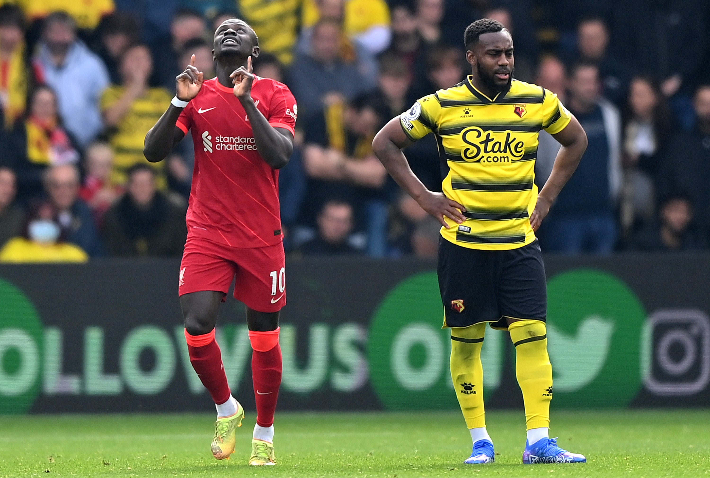 Mane, left, scored the visitors’ opening goal to begin the rout