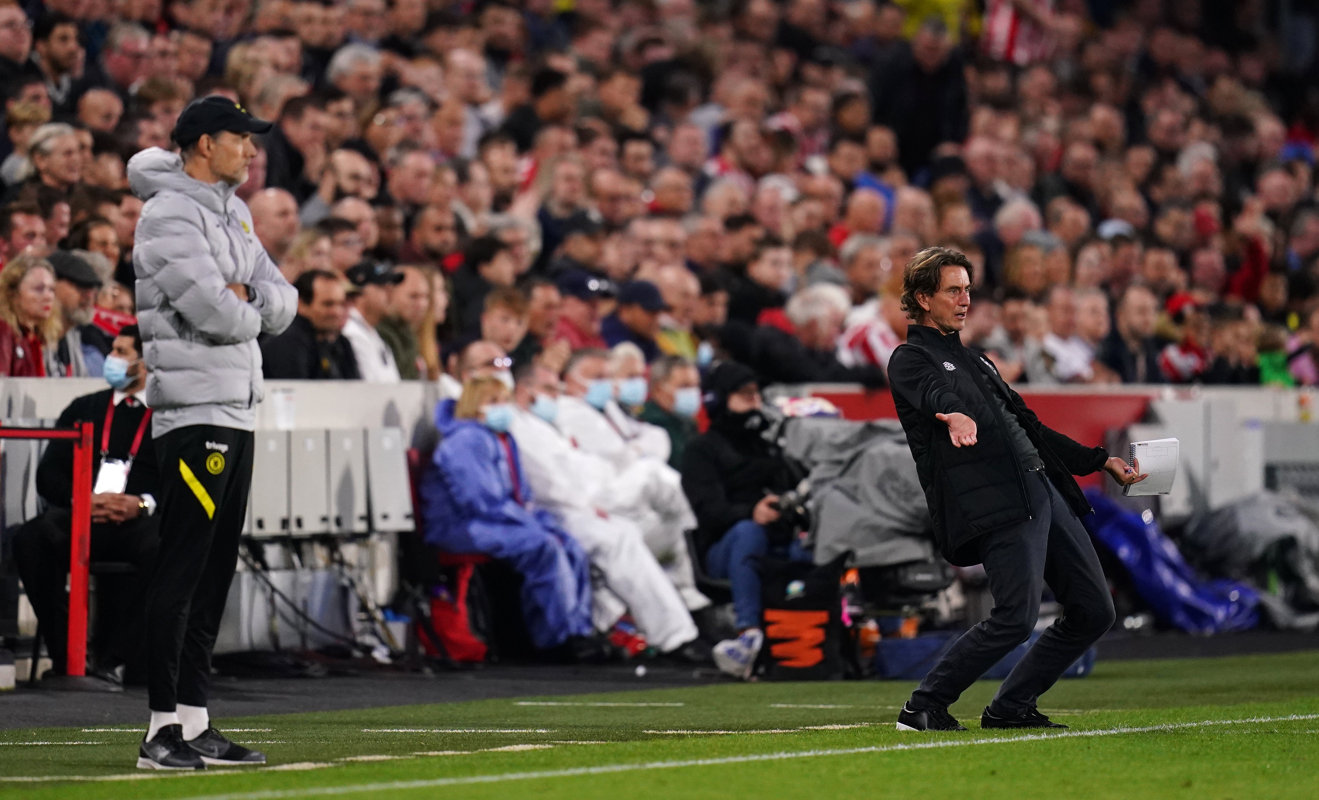 Thomas Frank, right, could not believe his side failed to score (John Walton/PA)