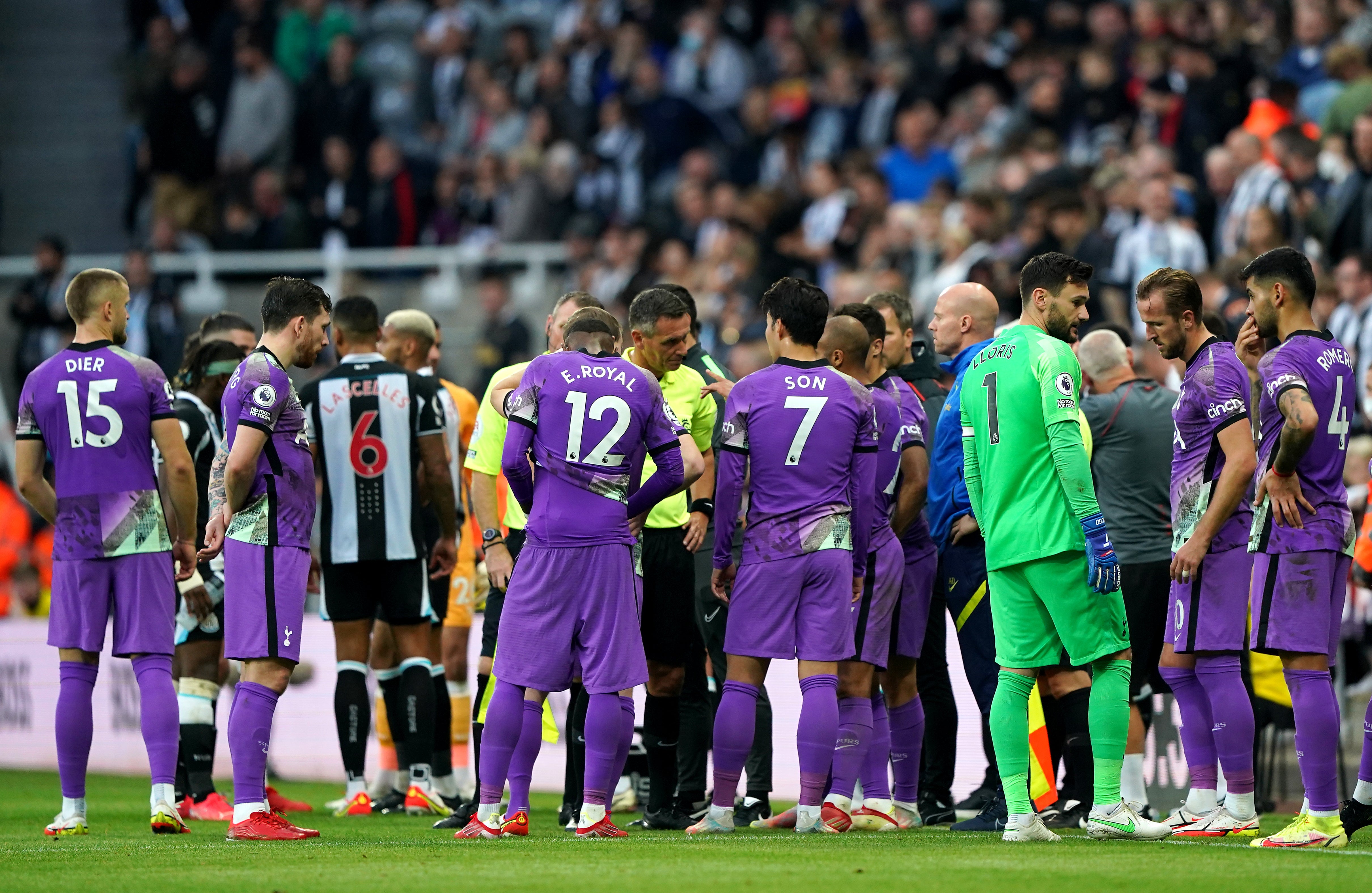 The match was suspended at the end of the first half (Owen Humphreys/PA)