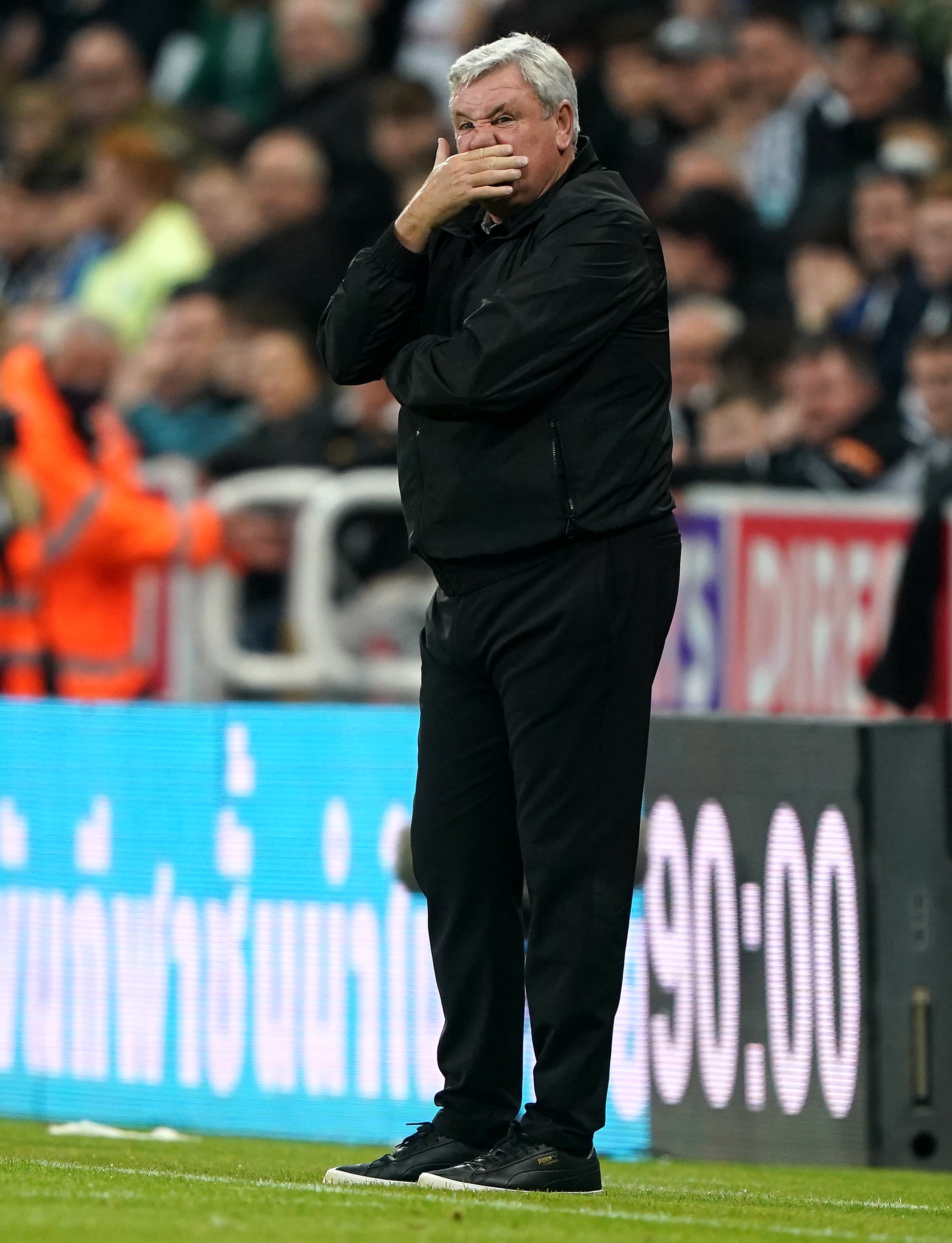 Steve Bruce faced chants of “we want Brucey out” during the match (Owen Humphreys/PA)