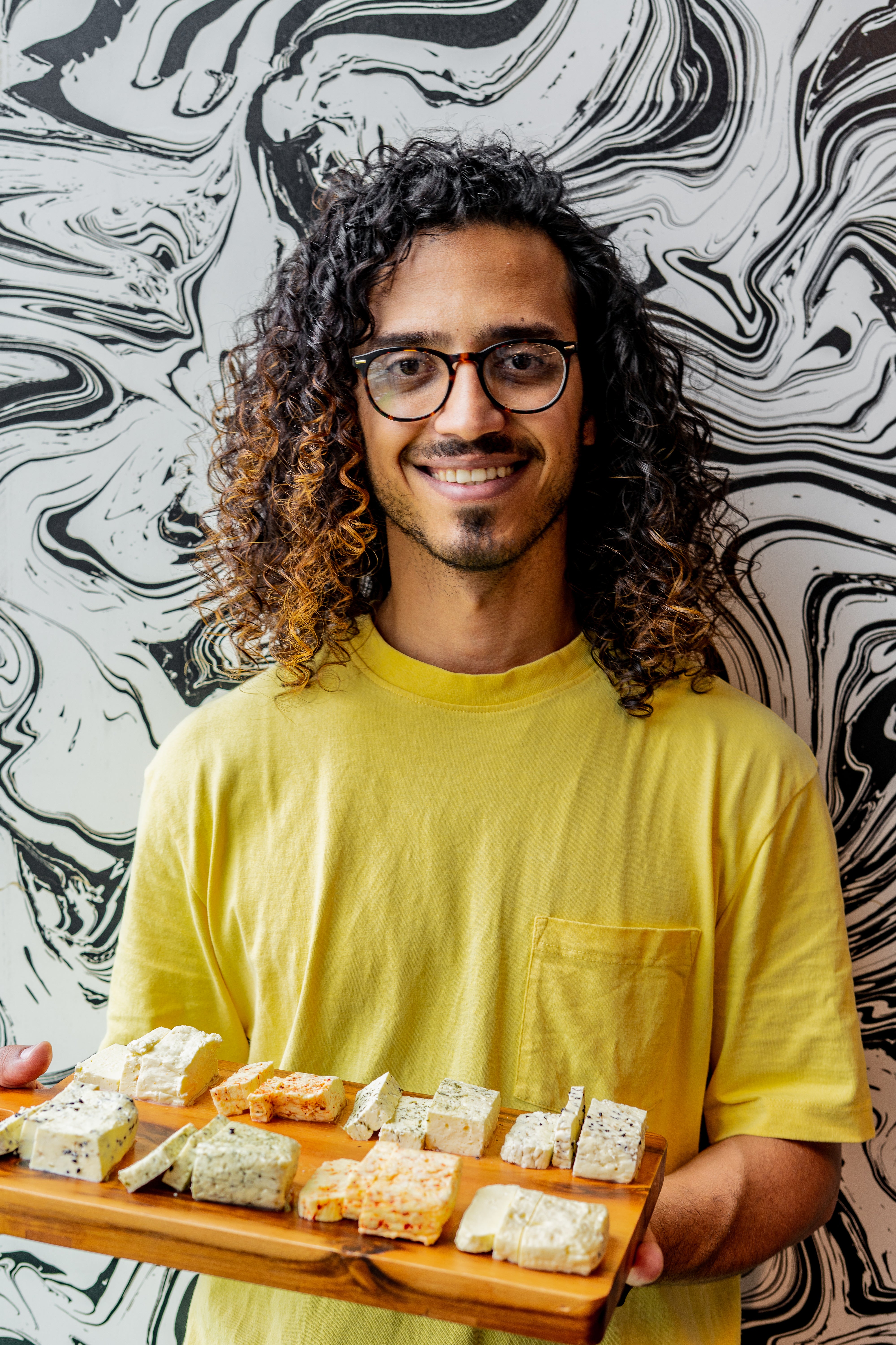 Mohammed makes and sells two kinds of Syrian cheese